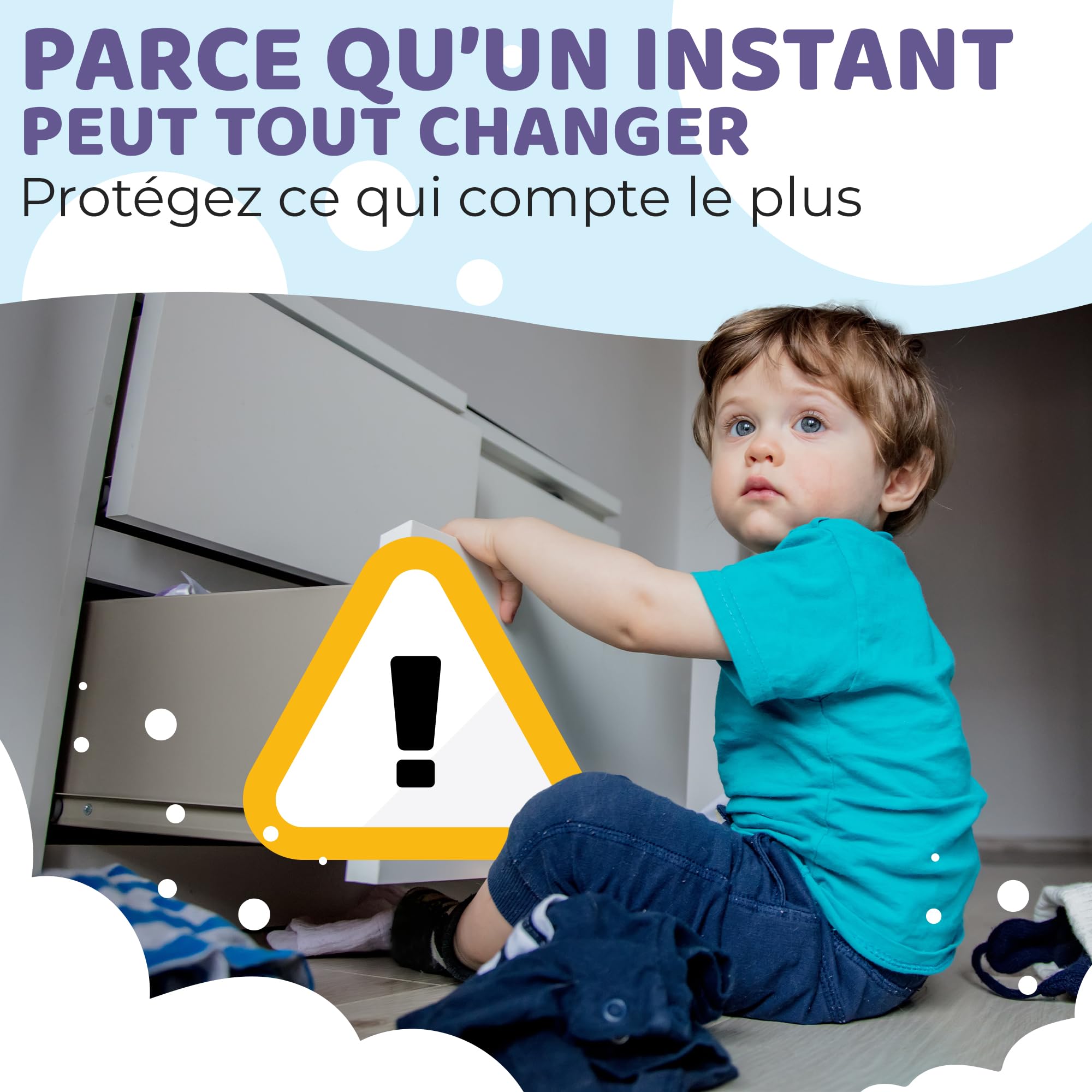 Serrure Magnétique Invisible pour Sécurité Enfant – 12 Verrous & 3 Clés – Blocage Sans Perçage – Protection pour Placards, Portes & Tiroirs – Blanc