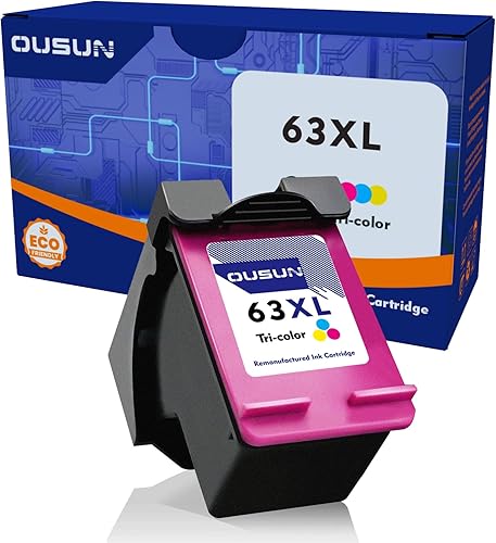 Cartucho de tinta tricolor 63XL remanufacturado (paquete de 1) Cartucho de tinta 63 XL de repuesto para HP Ink 63 funciona con Officejet 3830 4650