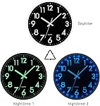 JoFomp LED Wall Clock for Bedroom Night Glow, 8 Inch Silent Wall Clocks Battery Operated, Light Up Wall Clocks for Living Room Decor, Sound Control Modern Wall Clock Glow in Dark for Kitchen Office