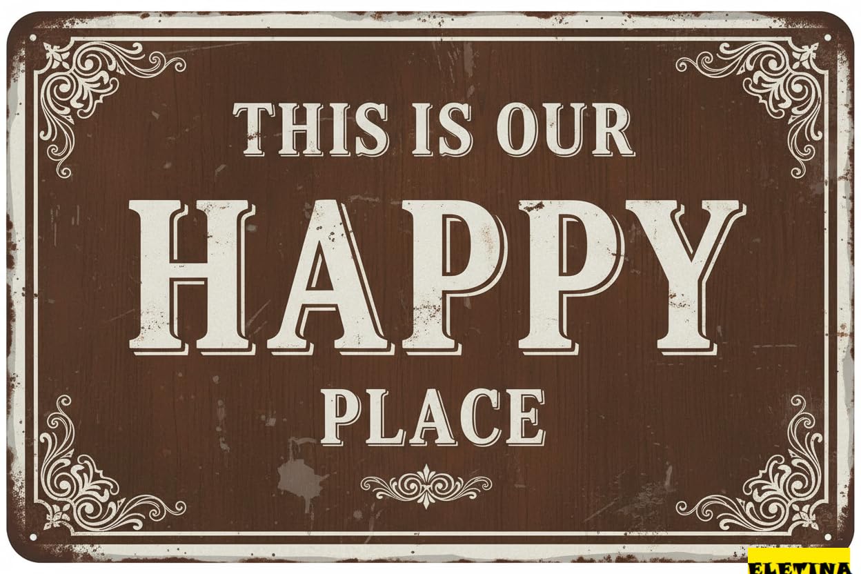 Vintage Metal Tin Sign for Man Cave Wall Art Definition Plaque This Is Our Happy Place Personalized S Home Wall Art Decor Indoor Outdoor Plaque Gift 8x12 Inch