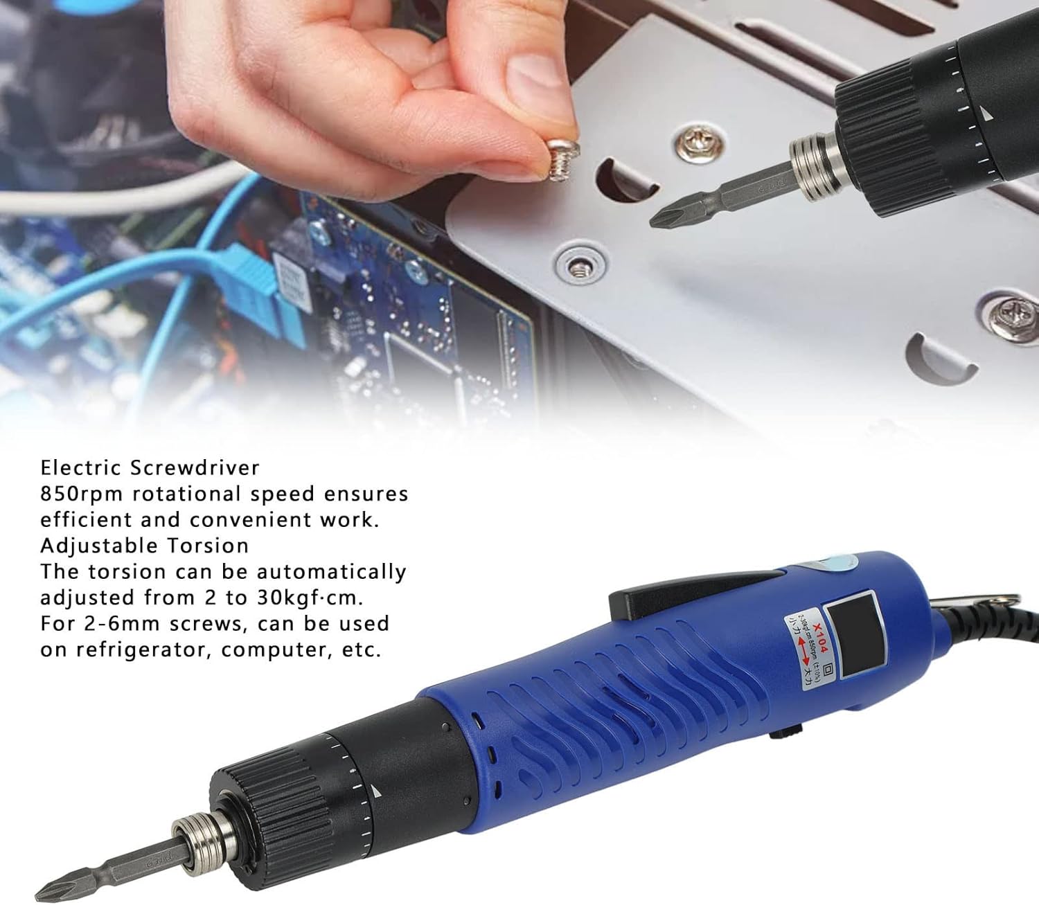 Garosa Electric Screwdriver Kit, Handheld Power Screwdriver with Precision Screwdriver Bits 2-6mm Screws 850rpm Corded Electric Power Tool for Home DIY Projects