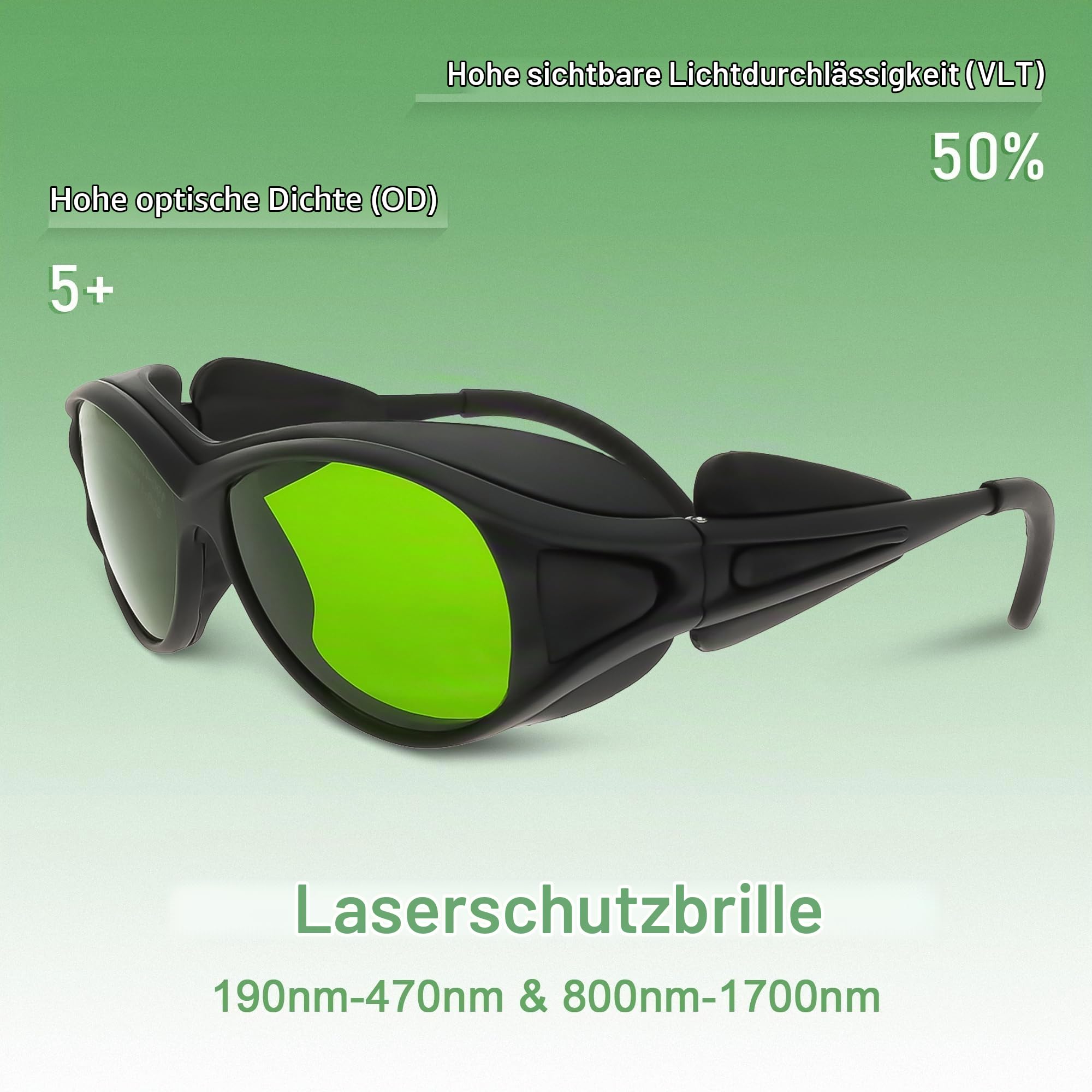 MCWlaser Laser Schutzbrille 1064nm 1080nm Brille CE OD5+ Laser Safety Goggles 190-470nm & 800-1700nm Für Fiber Laserreinigung Schweißen UV-Markierung Diode, ND:YAG Laser Absorption Type EP-8 Stil 2
