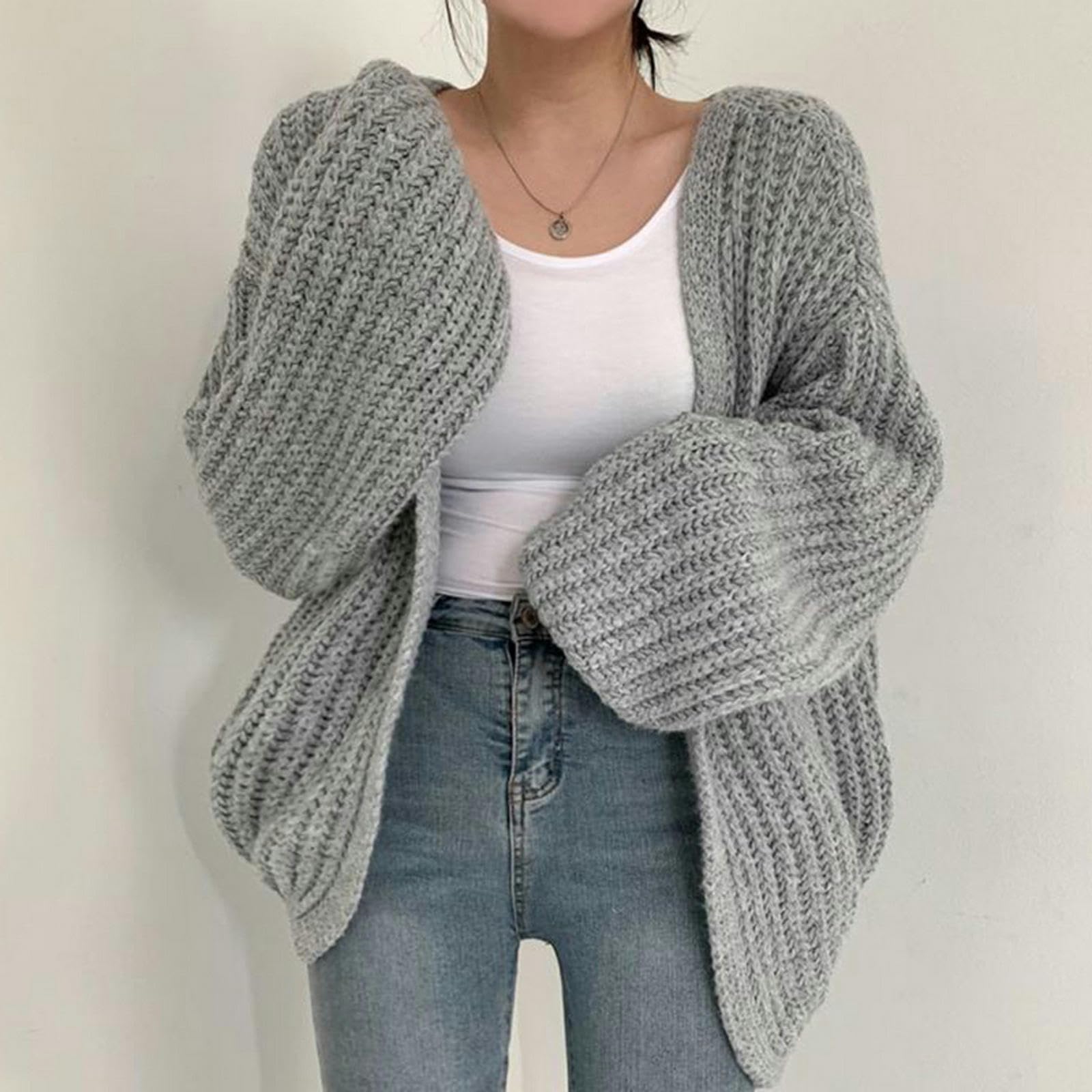 TEidea Rebeca Mujer Verano Vintage Harajuku Lantern Manga Cárdigan para Mujeres, Tops De Moda Calles De Otoño Casuales, Estilo Perezoso-Negro-Talla Única