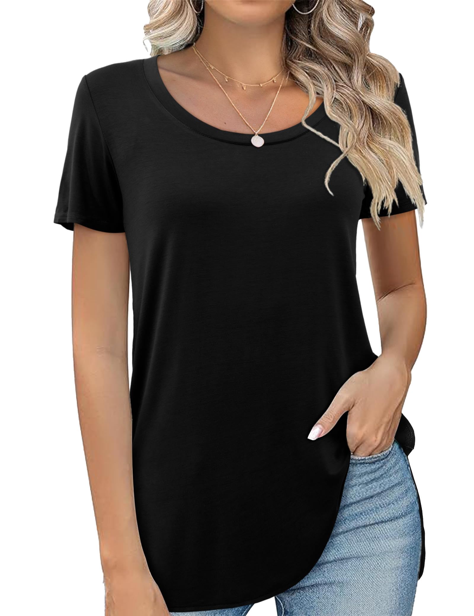 BeLuring señoras Elegantes Tops de Manga Corta Verano Cuello Redondo basci Tshirt