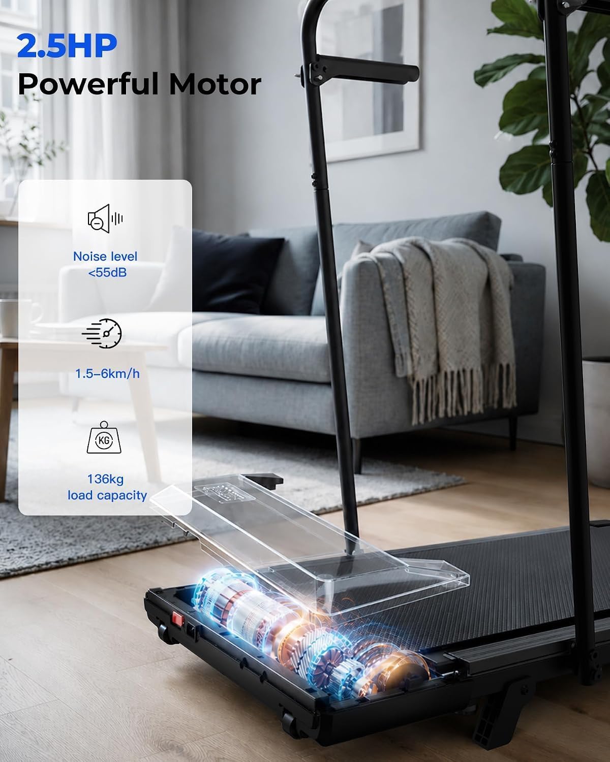 Raceable 6%/10% Incline Walking Pad, 6/12km/h Foldable Treadmill (BA16) thumbnail 8