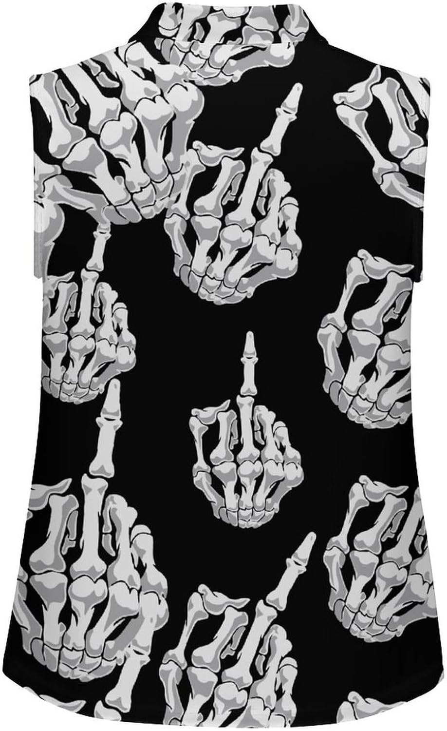 Skull Middle Finger Women's Golf Shirt Sleeveless Polo Shirts Tank Tops Blouses Tennis T-Shirts Casual