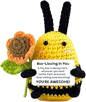 BORVIONK Emotional Support Bee: Handmade Crochet Positive Bee Doll with Card - Inspirational Gifts for Women Men, Birthdays, Office Decor