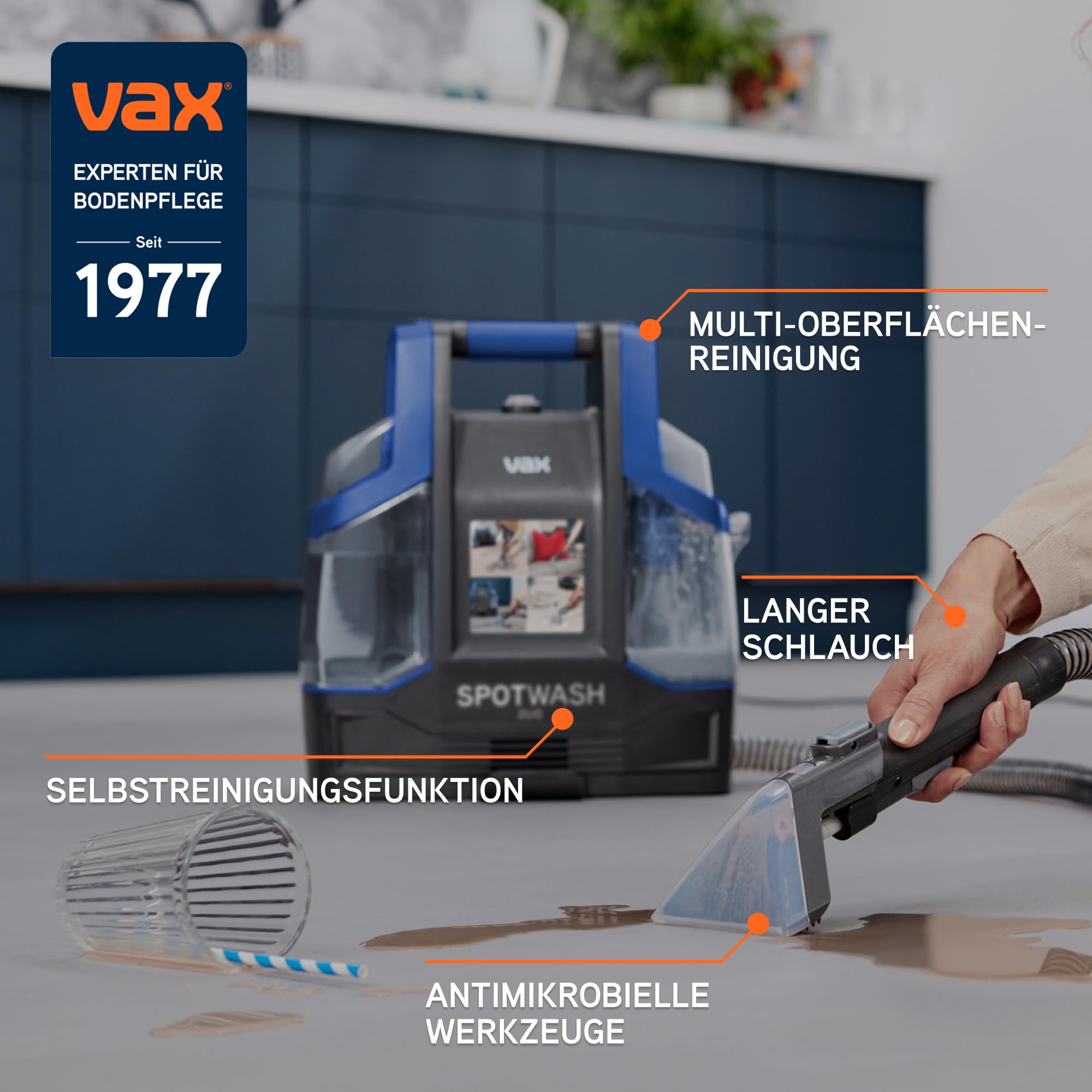 Vax SpotWash Duo Fleckenreiniger – Teppich- und Polsterreiniger Gerät mit Haustier-Aufsatz, Zubehör für die tägliche Reinigung, Multi-Oberflächen-Düsen und Reinigungslösung