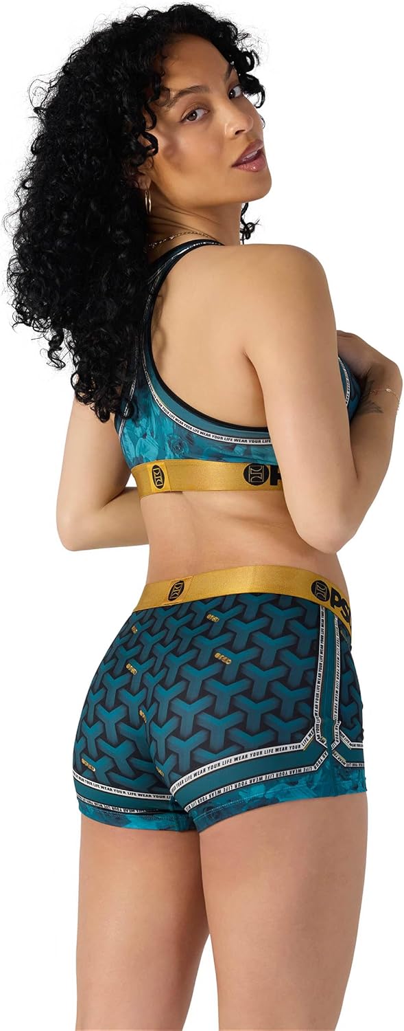 PSD Underwear Womens Sports Bra - Luxury Print, Medium Support Sports Bras for Women, Racerback, Womens Loungewear Bras