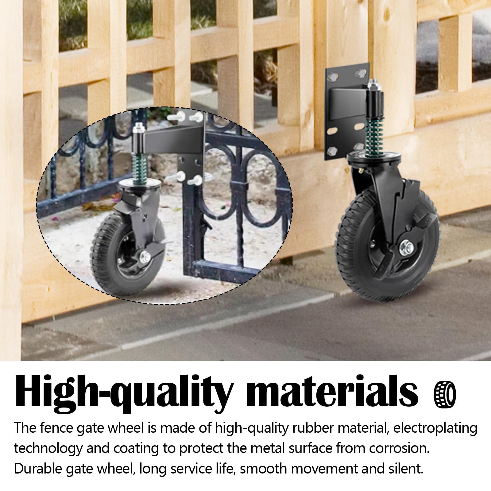 Ruedas para Puertas de Cercas, 200mm Rodillos de Puerta con Frenos Giratorio 360° Ruedas para Muebles Pesados Ruedas de Apoyo para Puerta Puerta de Jardín Puerta Batiente Puerta de Metal Vallas