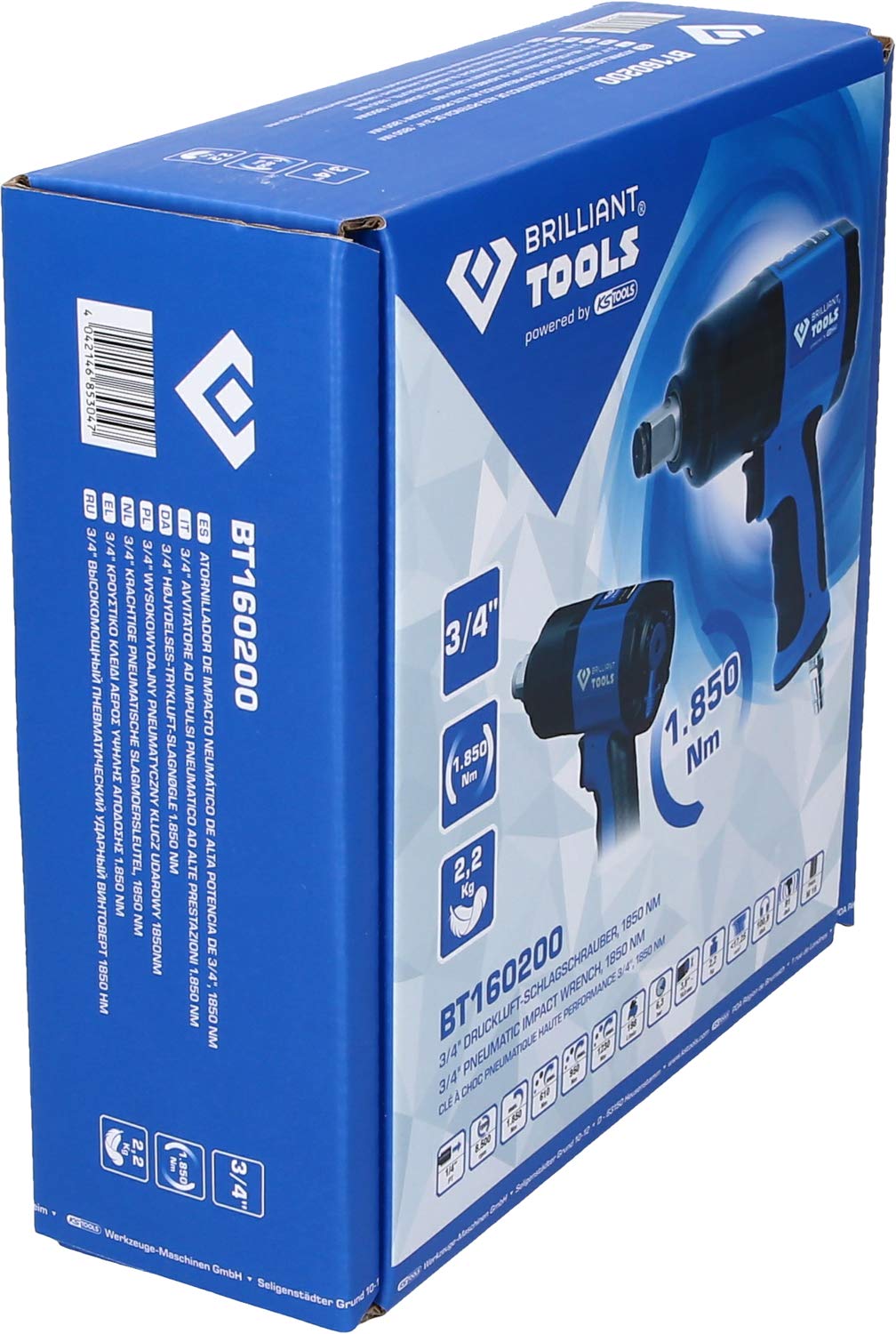 BRILLIANT TOOLS BT160200 3/4" Avvitatore ad impulsi ad aria compressa, 1.800 Nm [Powered by KS TOOLS]