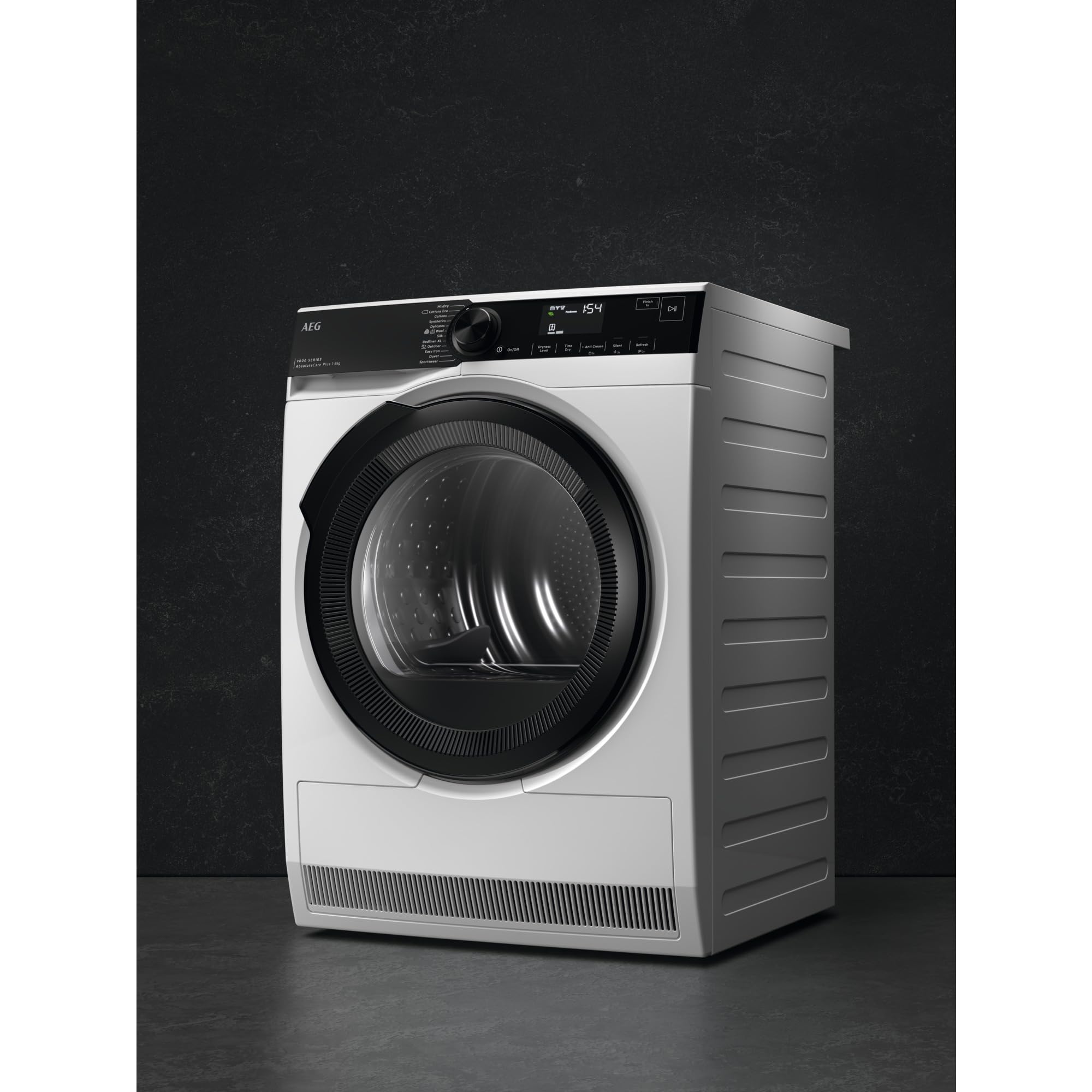 AEG Wärmepumpentrockner 8 kg, Serie 9000: AbsoluteCarePlus Daunentrocknung, Punktgenaue Trockenergebnisse mit 3D-Scan Restfeuchteermittlung, Energiekl. C, Trommelbeleuchtung, TR9H75680