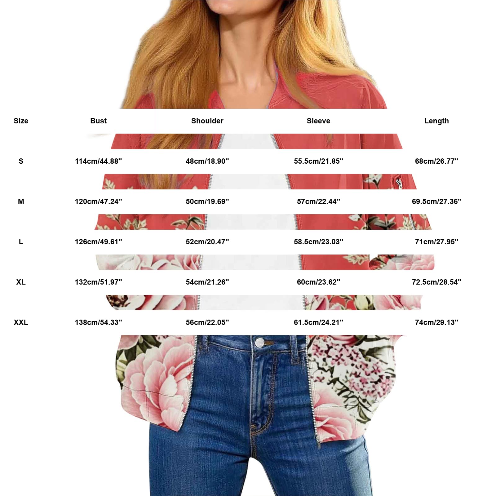 Generisch Giacca bomber da donna, casual, elegante, stampata, con colletto alto, chiusura lampo, tinta unita, per le mezze stagioni, per l'autunno, per attività all'aperto, casual, per tutti i giorni