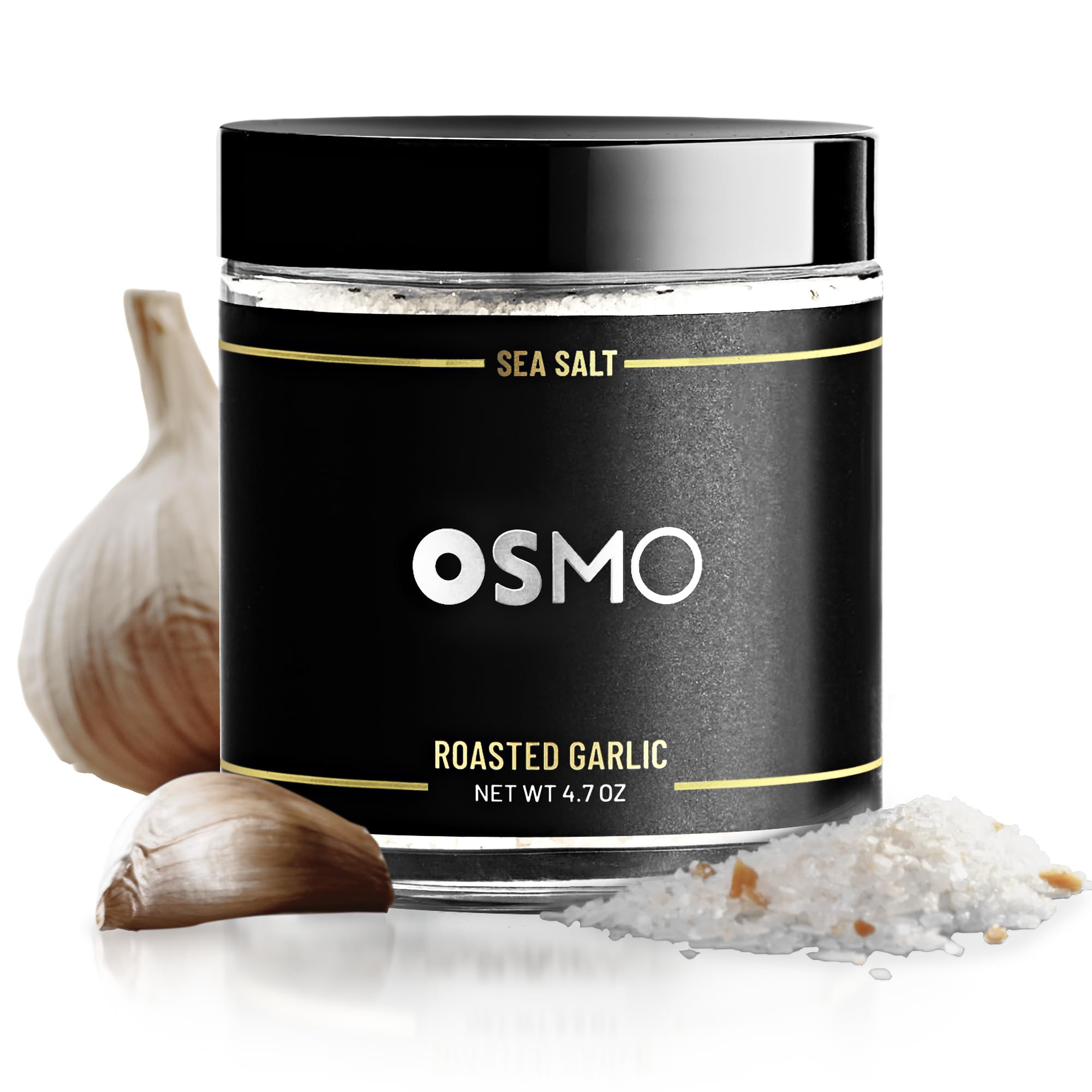 Osmo Roasted Garlic Sea Salt, Premium Sea Salt for Cooking, Perfect for Rubs, Marinades & Toppings, Gourmet Garlicky Seasoning for Chefs, Made in the USA, Kosher, All Natural (4.7 oz Pack of 1)
