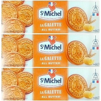 Saint Michel Gullette 4.6 oz 130 g Set of 3 French Cookies Biscuits Import Confectionery Gift