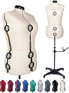 BHD BEAUTY Beige 13 Dials Female Fabric Adjustable Mannequin Dress Form for Sewing, Mannequin Body Torso with Tri-Pod Stand, Up to 70" Shoulder Height. (Large)