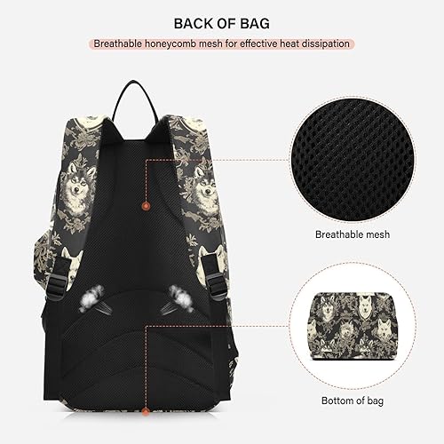 Miniatura 4 de Mochila de tenis de bádminton resistente al agua de dibujos animados lindo lobo negro tenis bádminton raqueta bolsa para mujeres hombres bolsa de