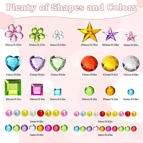 Miniatura 3 de Lezmarket 3200 calcomanías de gemas para manualidades infantiles, 10 hojas de gemas autoadhesivas para manualidades, calcomanías de piedras