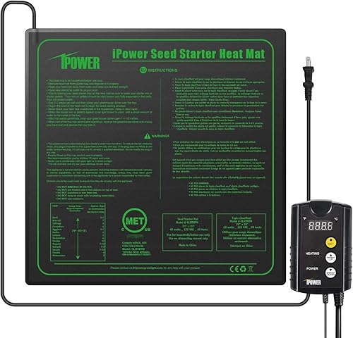 Vista 32 de iPower Tapete térmico de siembra de 20 x 20.75 pulgadas, película de carbono mejorada, almohadilla de inicio de germinación hidropónica cálida