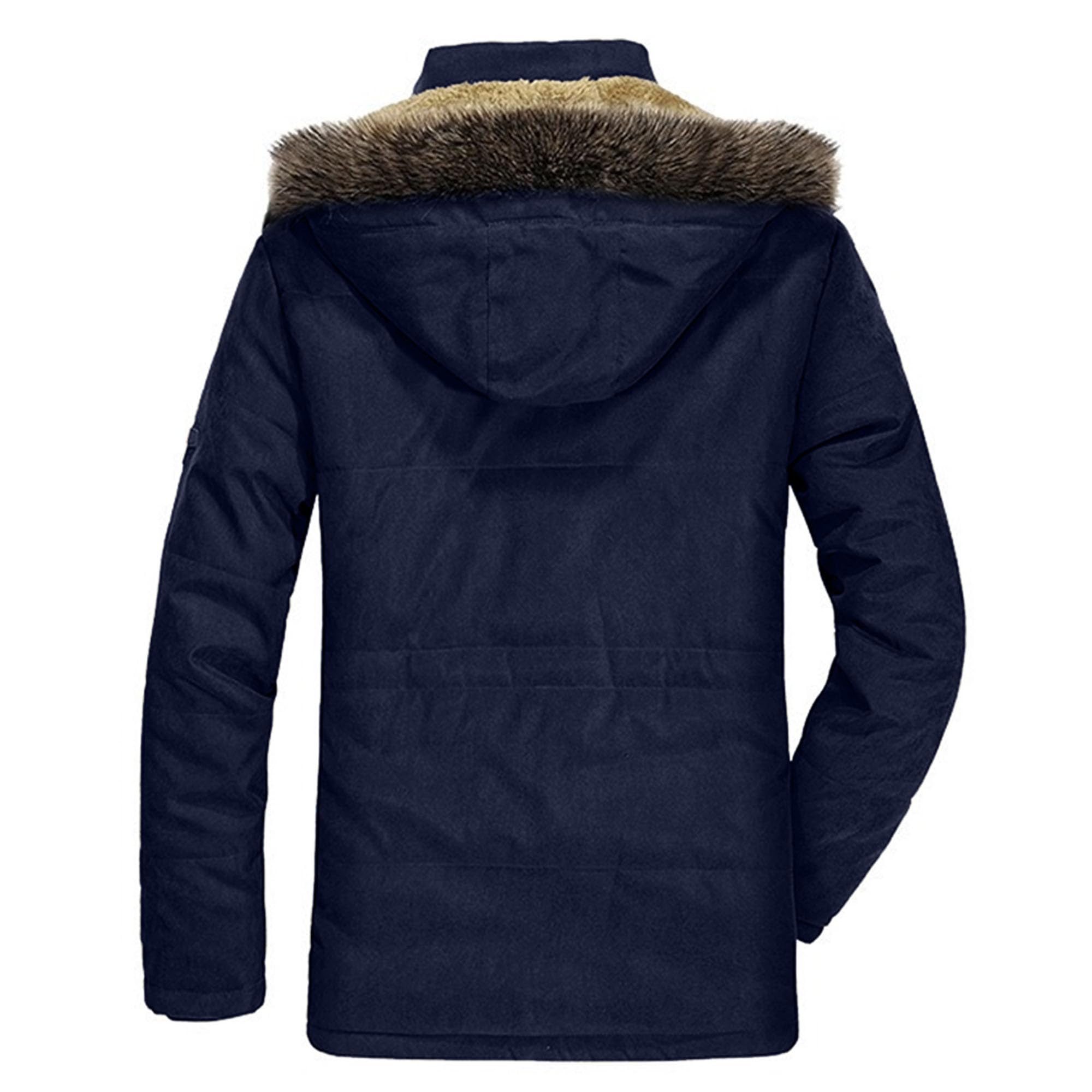 Męska zimowa ciepła kurtka wojskowa z podszewką Sherpa Mid Packable Parka, męskie płaszcze zimowe z kapturem ze sztucznego futra