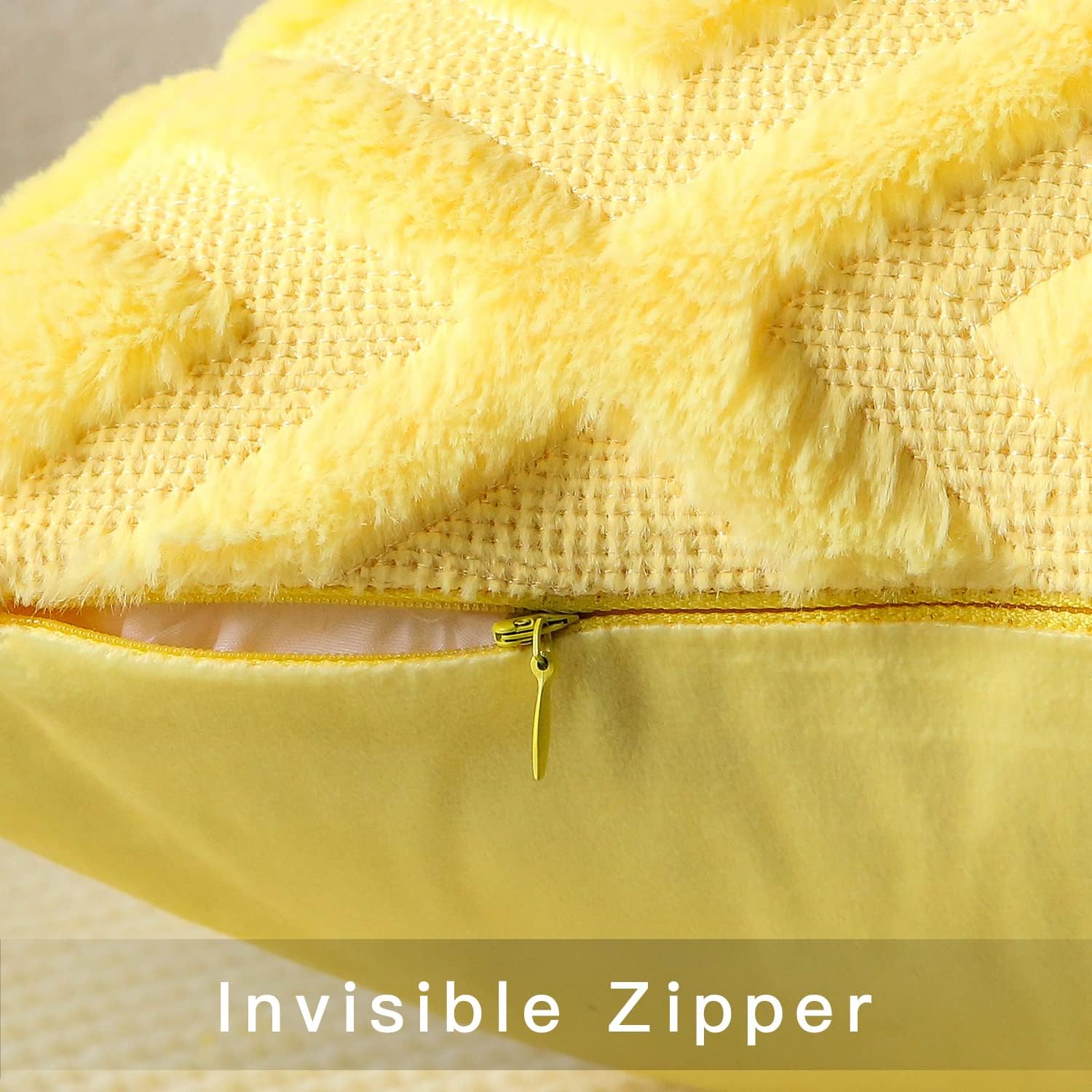 Artscope Pack of 2 Decorative Throw Pillow Covers Soft Plush Short Wool Velvet Cushion Cover Luxury Pillow Cases for Couch Sofa Bedroom Lemon Yellow, 12"x20"