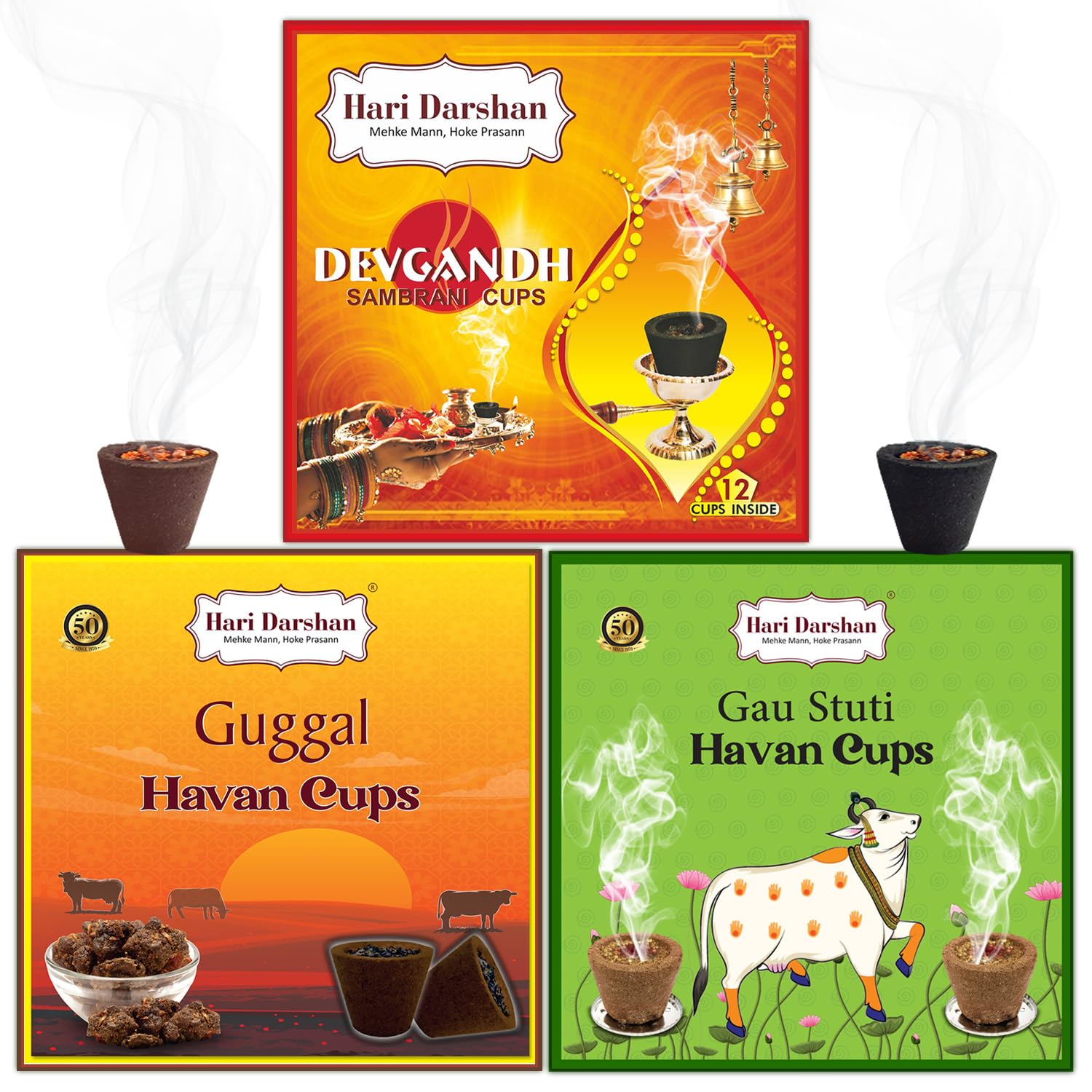 Hari Darshan Natural Sambrani Combo – 36 Pure Sambrani Dhoop | for Pooja Havan | Devgandh Cow Dung Dhoop | Guggal Loban for Home & Meditation (Pack of 3, 12 Each + 1 Burner Plate)-image-44