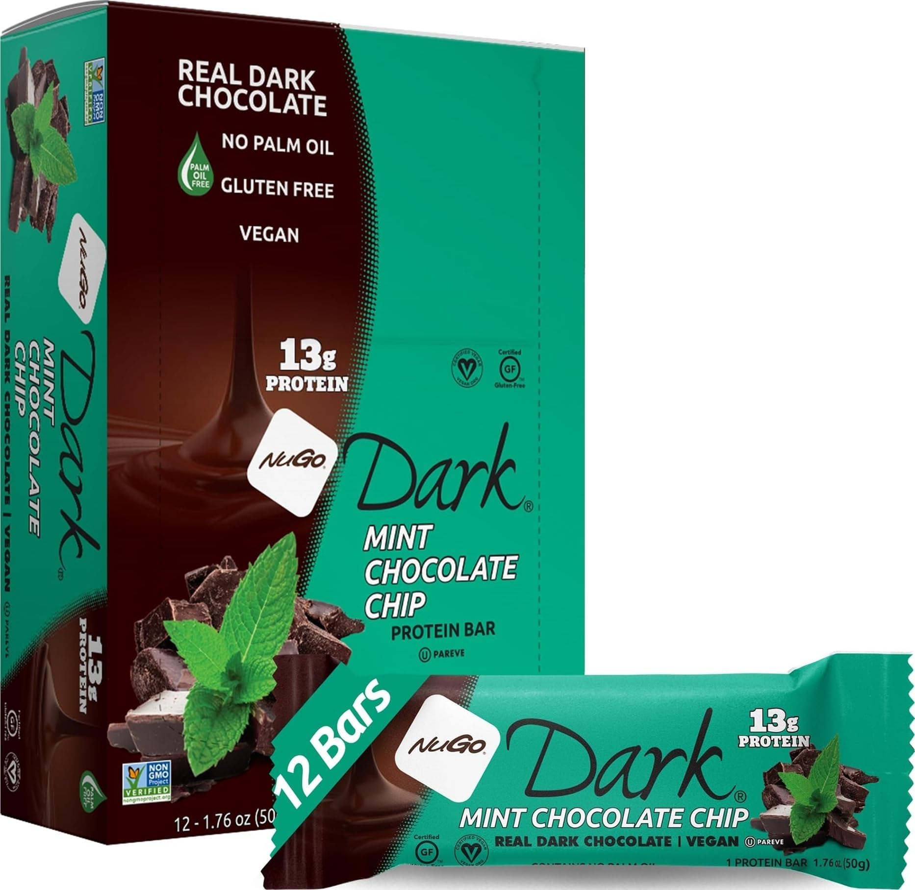 Dark Nutrition Protein Bars Chocolate Mint 50g - Pack of 12