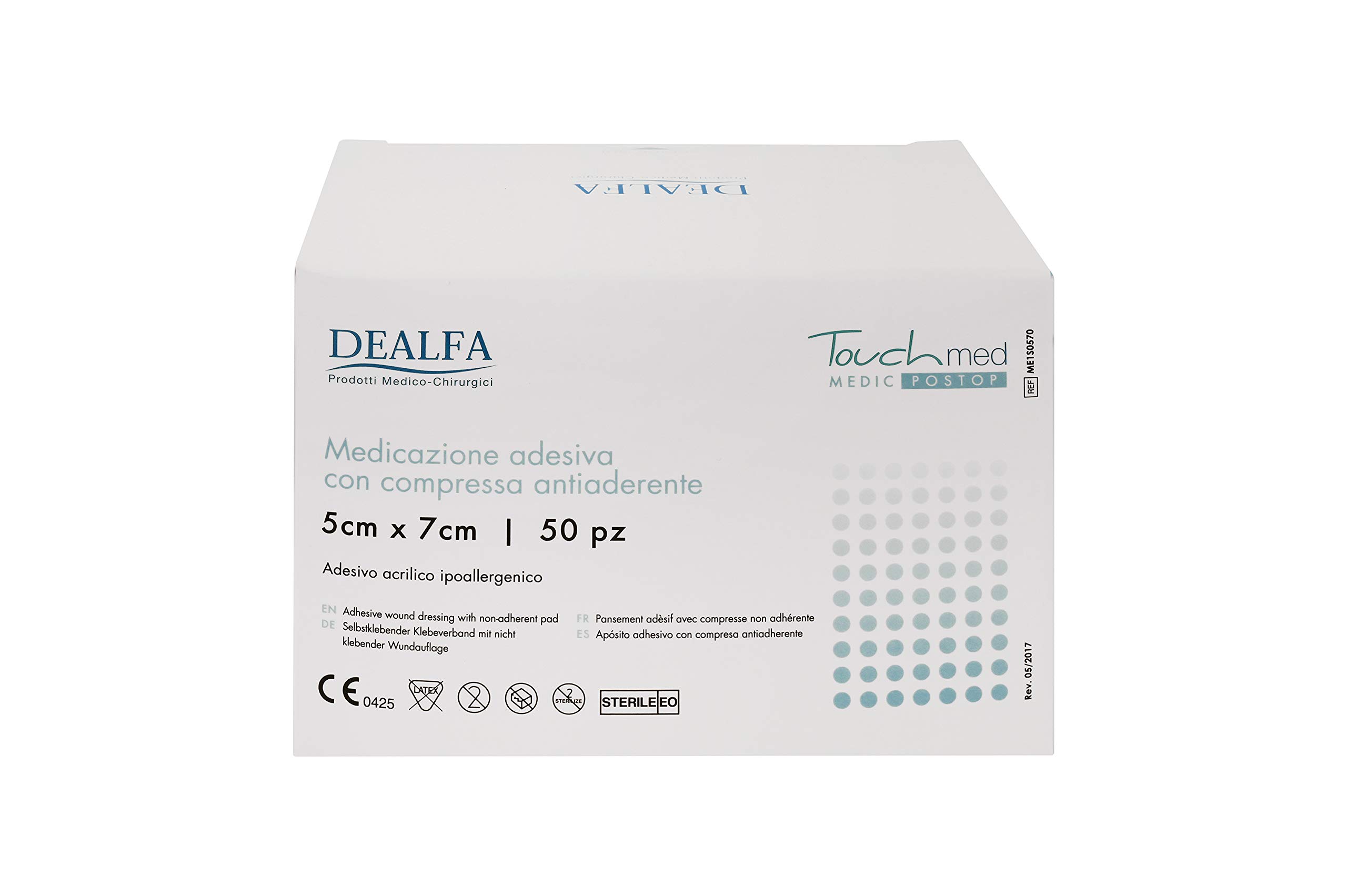 TOUCHMED Cerotto Adesivo Sterile in TNT con Compressa Antiaderente - 5x7 cm - Traspirante e Assorbente - Protezione per Ogni Ferita - Ottima Adesività - Monouso - Confezione da 50 Pezzi