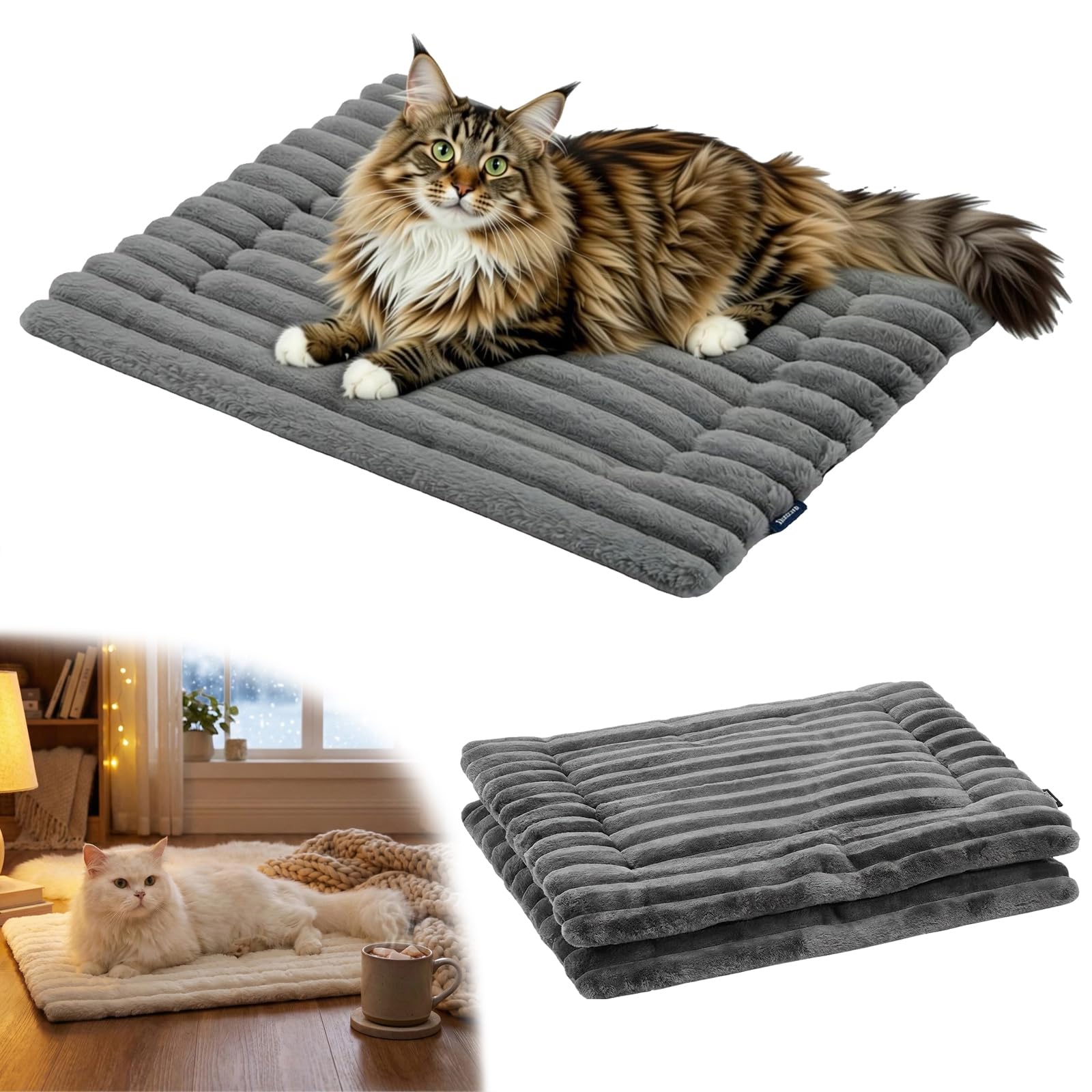 2 Pack Selbstheizende Thermomatte für Katzen, Selbstwärmende Katzendecke, Wiederverwendbares Haustierkissen, Selbstheizende Katzendecke für Haustiere Im Innen Und Außenbereich