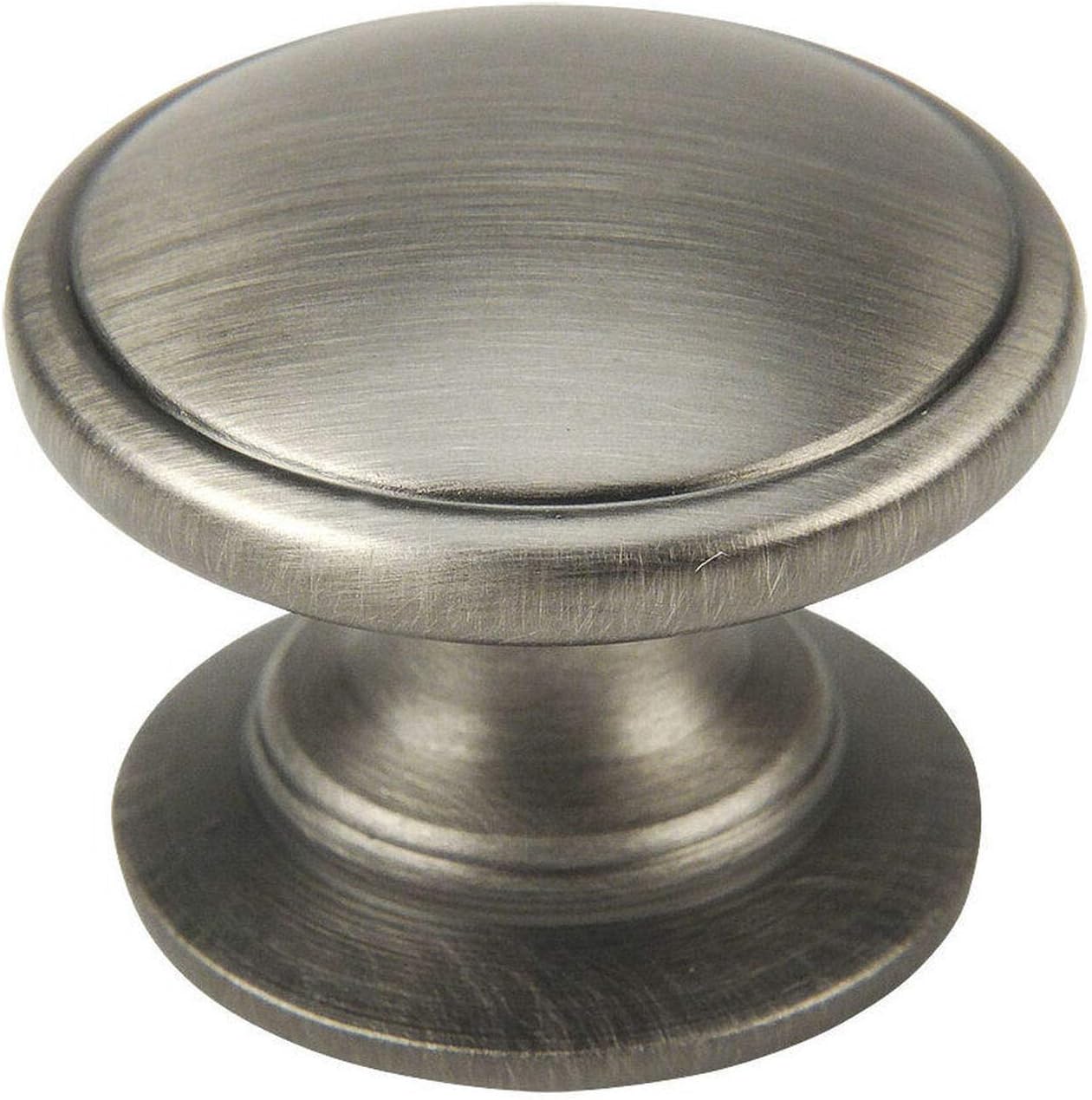 Cosmas 25 Pack 4702AS Antique Silver Cabinet Hardware Round Knob - 1-1/4" Diameter - Wide Base