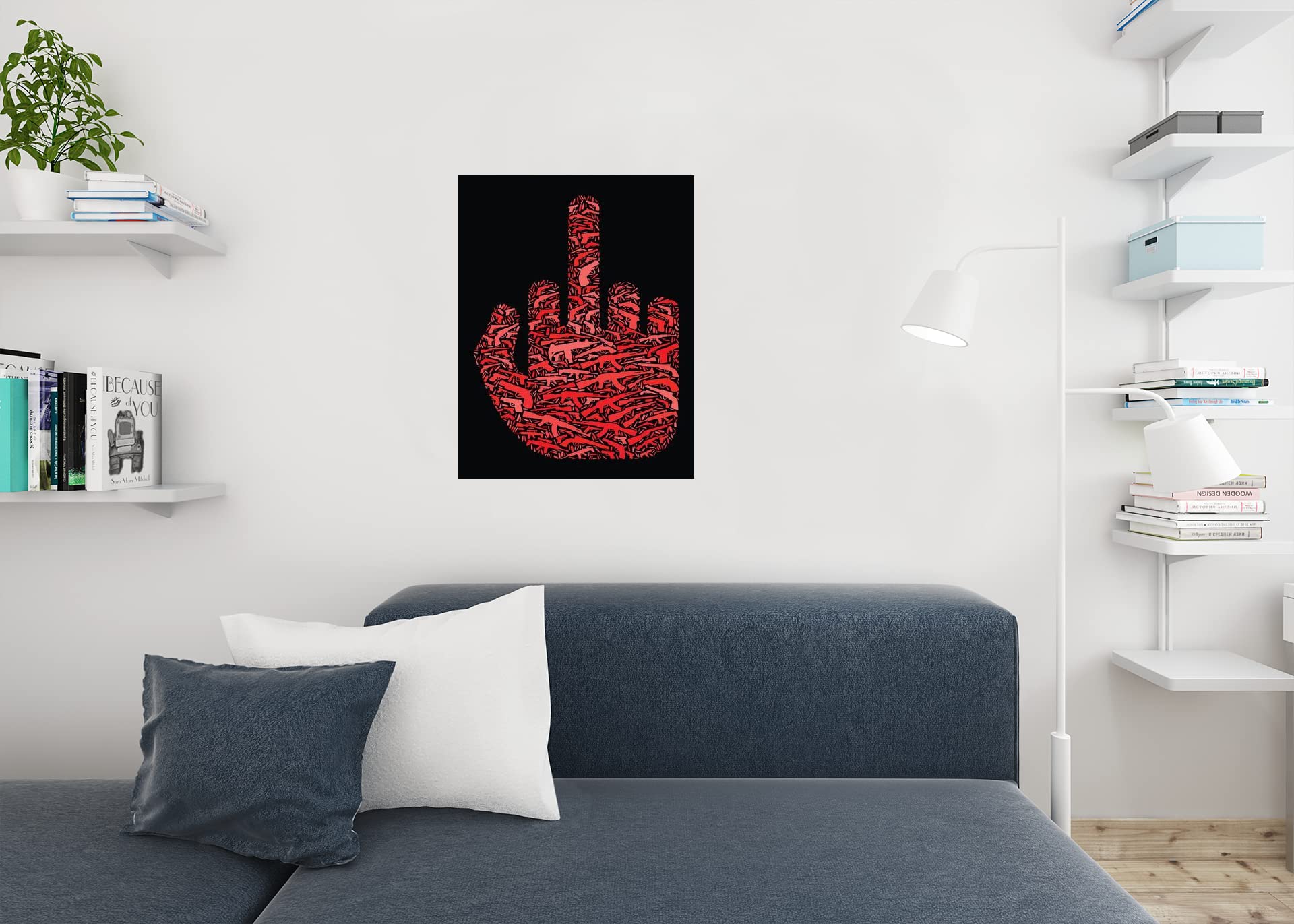 Amazon.com: Middle Finger Hand Gun Icon Pattern Cool Wall Art