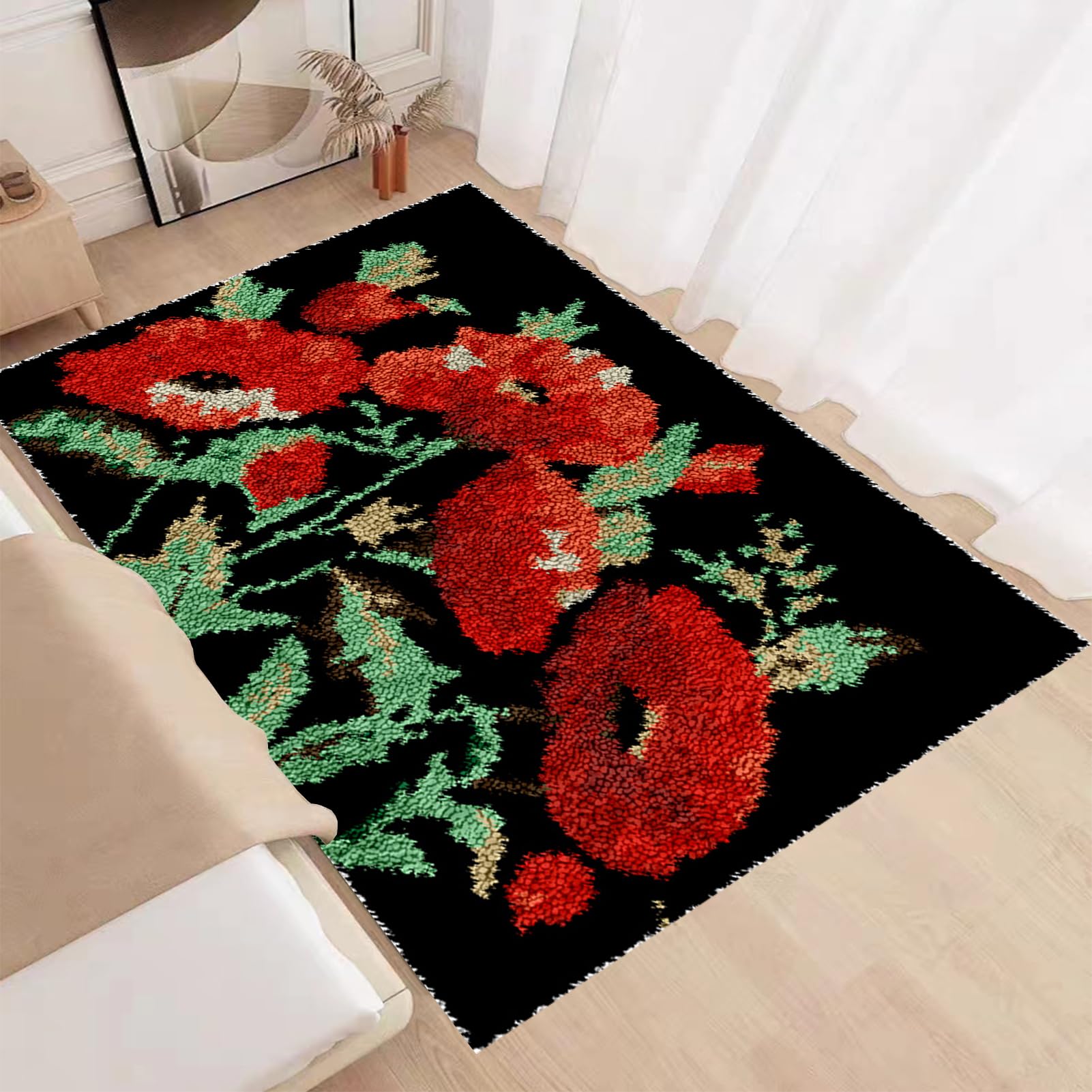 Kit per tappeto con gancio a scatto per adulti, tela stampata, arazzo ricamato, kit fai da te, filato all'uncinetto, cuscino per pavimento per la decorazione della casa