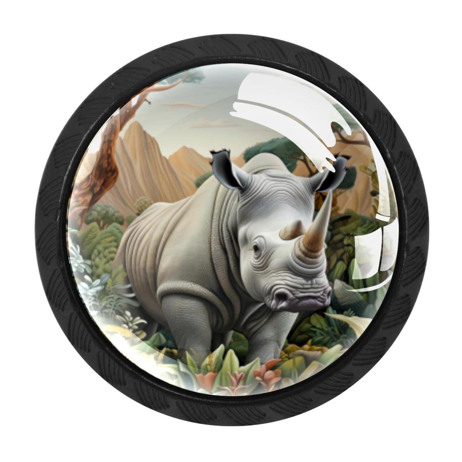 CHENZZZZ 4 Pieces Rhinoceros Drawer Knobs, 35mm Black Cabinet Knobs, Drawer Pulls and Knobs, Dresser Drawer Knobs, Cabinet Hardware Kitchen Cabinet Knobs