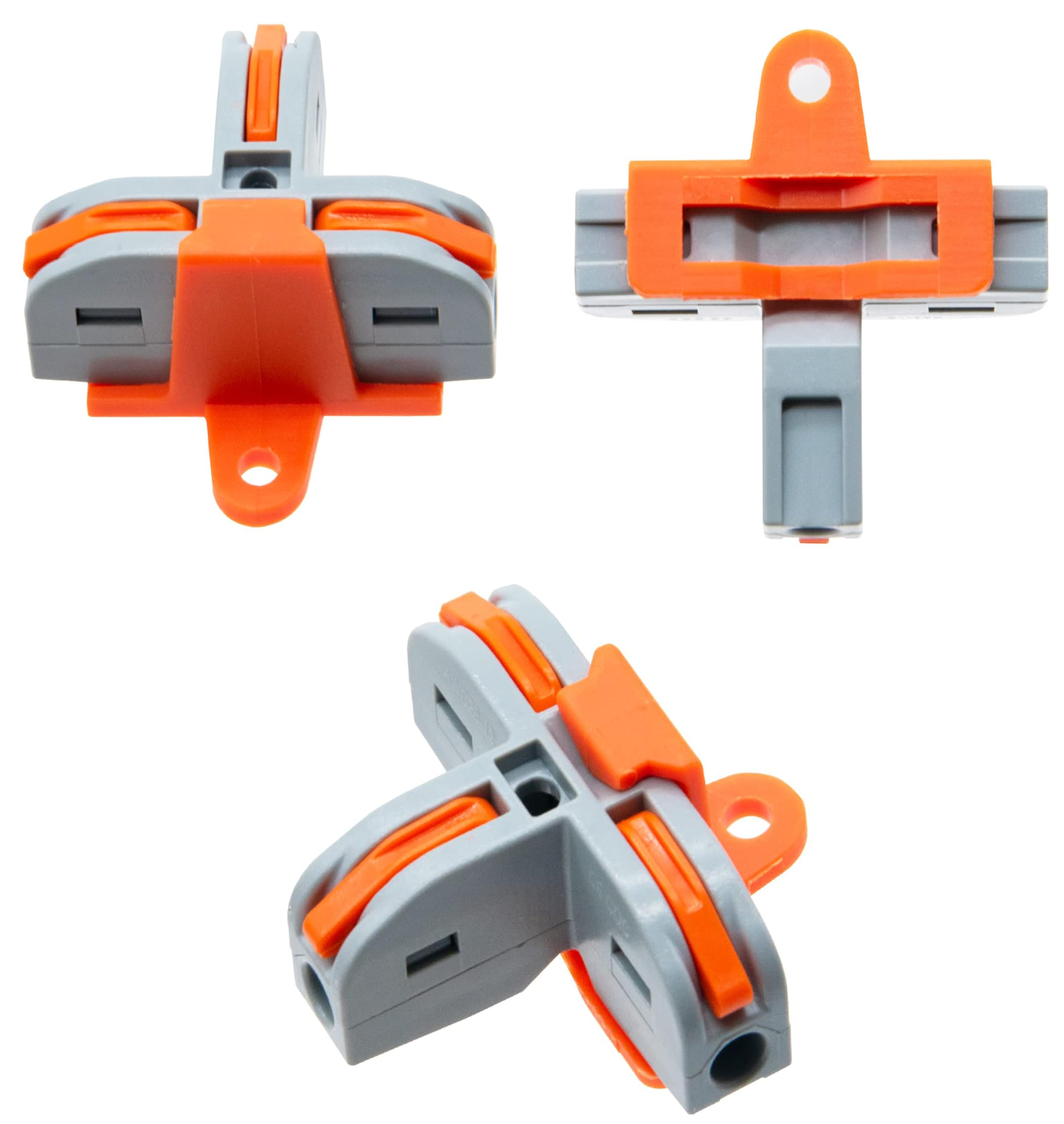 Appster 5pcs Wire Connectors T-Shape 3 Way Wire Conductor Quick Cable Splitter Electrical Push-in Terminal Block Compact Lever Nut Cable Connector Universal Wiring for AWG 28-12 Cables 1