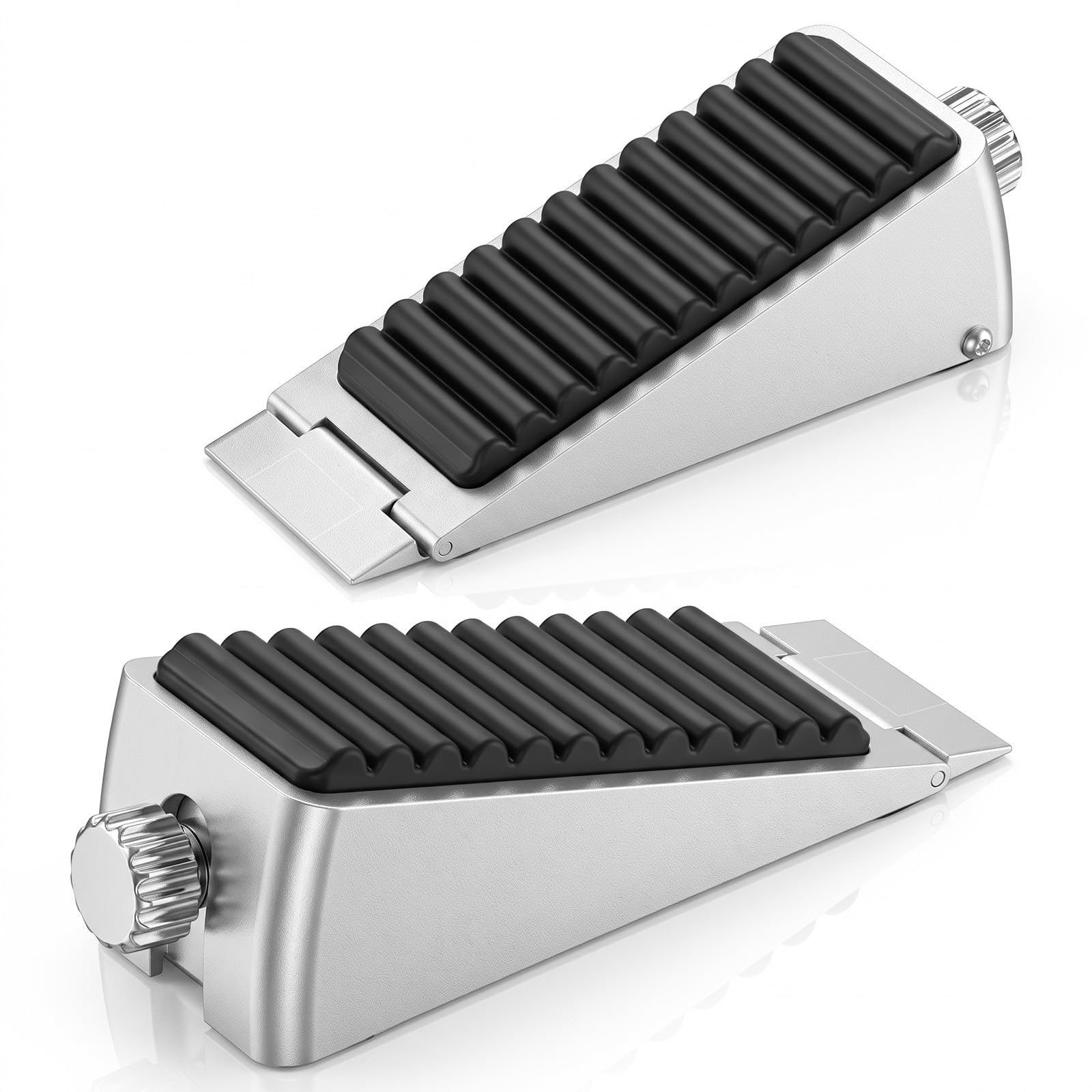 2 Pack Heavy Duty Door Stop, Adjustable External Door Stoppers for Floor (4.3-6.5cm), Non-Slip Door Wedges Indoors Rubber, Aluminum Alloy Doorstops Wedge for Home, Office, Hotel