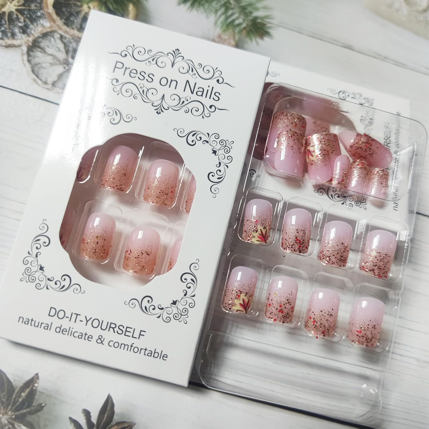 Autumn Leaves Press-On Nails - 24 Pcs - Image 2