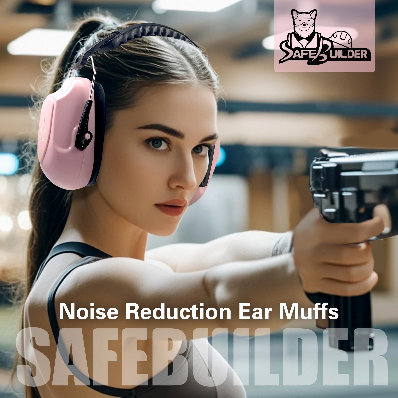 SAFEBUILDER Orejeras de seguridad ANSI-NRR de 26 dB, reducción de ruido, para adultos, a prueba de sonido, para trabajar tiro industrial