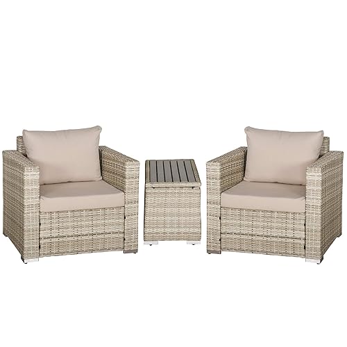 Outsunny 3 Piece Patio Furniture Set, PE Rattan Small Wicker