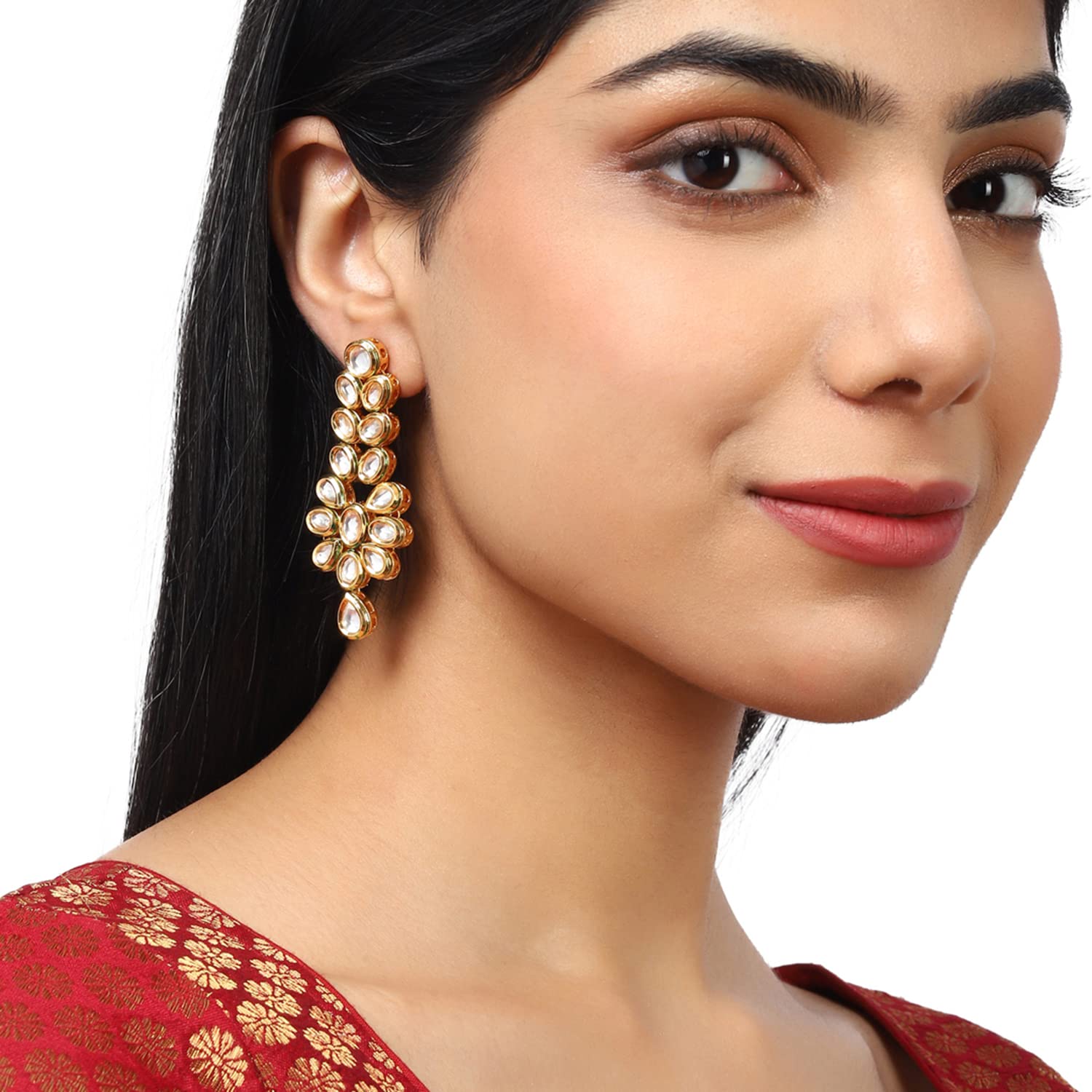 Kundan Plated Brass Earrings