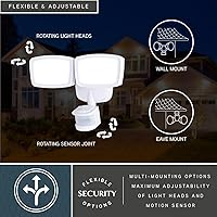 Vista 7 de VAXCEL Luz de inundación LED integrada de 2200 lm con sensor de movimiento de doble cabezal para exteriores con 4 modos, activada por movimiento