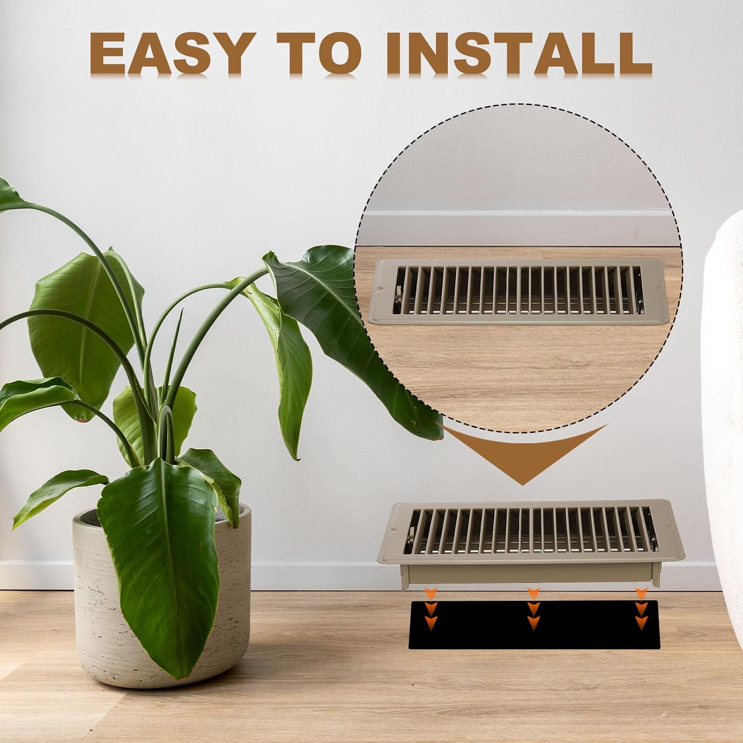 PATIKIL 14 x 2 Inch Floor Register, 3pcs Heavy Duty Air Vent Cover Steel Adjustable Decor Vents Easy Adjust Floor Grates for Sidewall Home Office, Brown