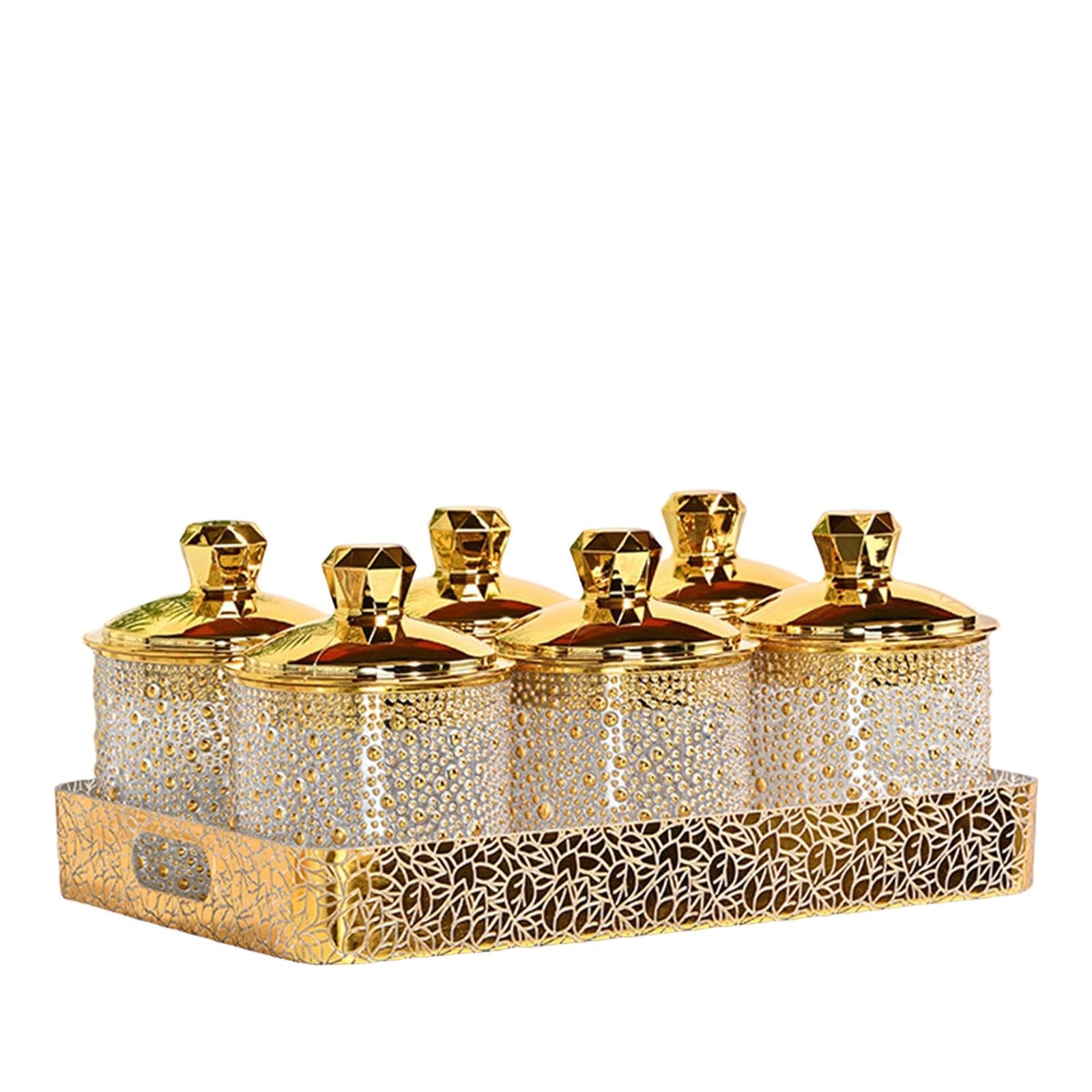 predolo Vorratsglas, luftdicht, platzsparend, transparent, goldfarben, Zubehör für Tee, Kaffee, Kekse, Gewürze
