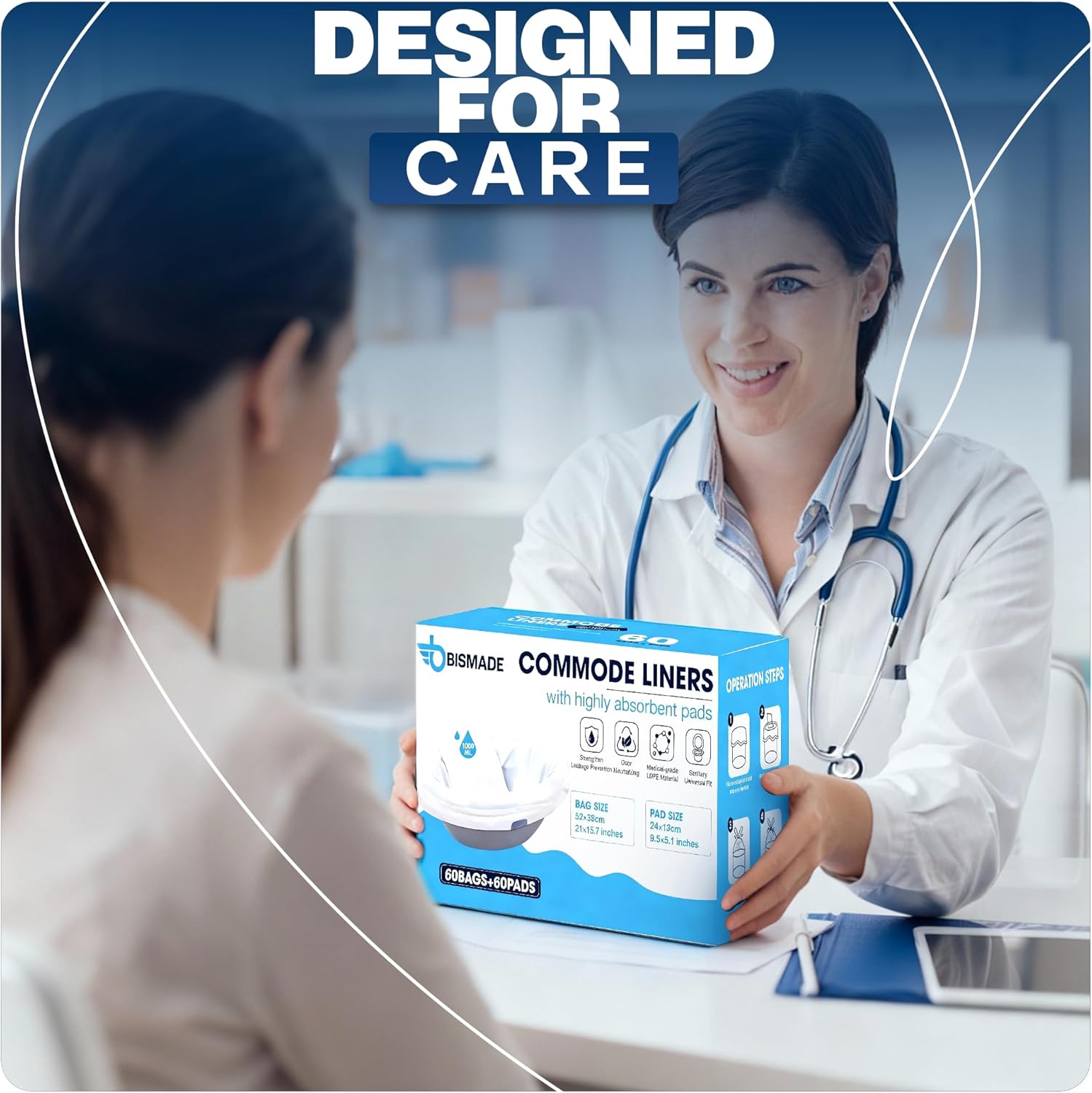 Commode Liners with Absorbent Pads | Value Pack 60 Count Universal Fit | Bedside Commode Liners Disposable and Pads for Adult Commode Chairs - Image 7