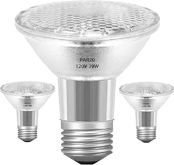 PAR20 39W 120V Floodlight Bulbs, 2 Pack PAR20 39 Watt ECO Halogen Light Bulbs E26 120V Reflector Dmimable Warm White 2800K for Track Lighting & Hood Range Light Bulbs, 4-in Recessed Can