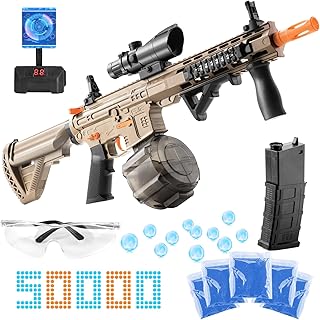Electric Gel Ball Blaster Toys, Automatic Splatter Ball Blaster with 50000+ Water Beads and Goggles, Outdoor Indoor Toys for Activities Team Game, Gift for Adults and Kids Ages 6,7,8,9,12+ Boys Girls