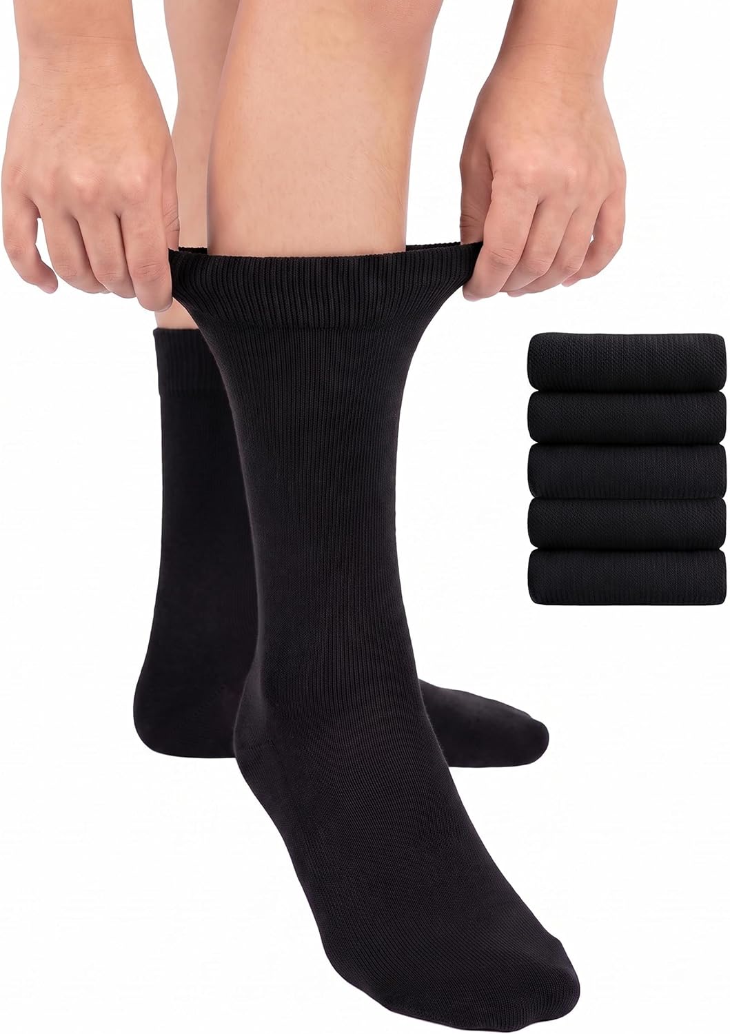 Hugh Ugoli Kids School Uniform Bamboo Crew Socks, 5 Pairs, Soft, Breathable