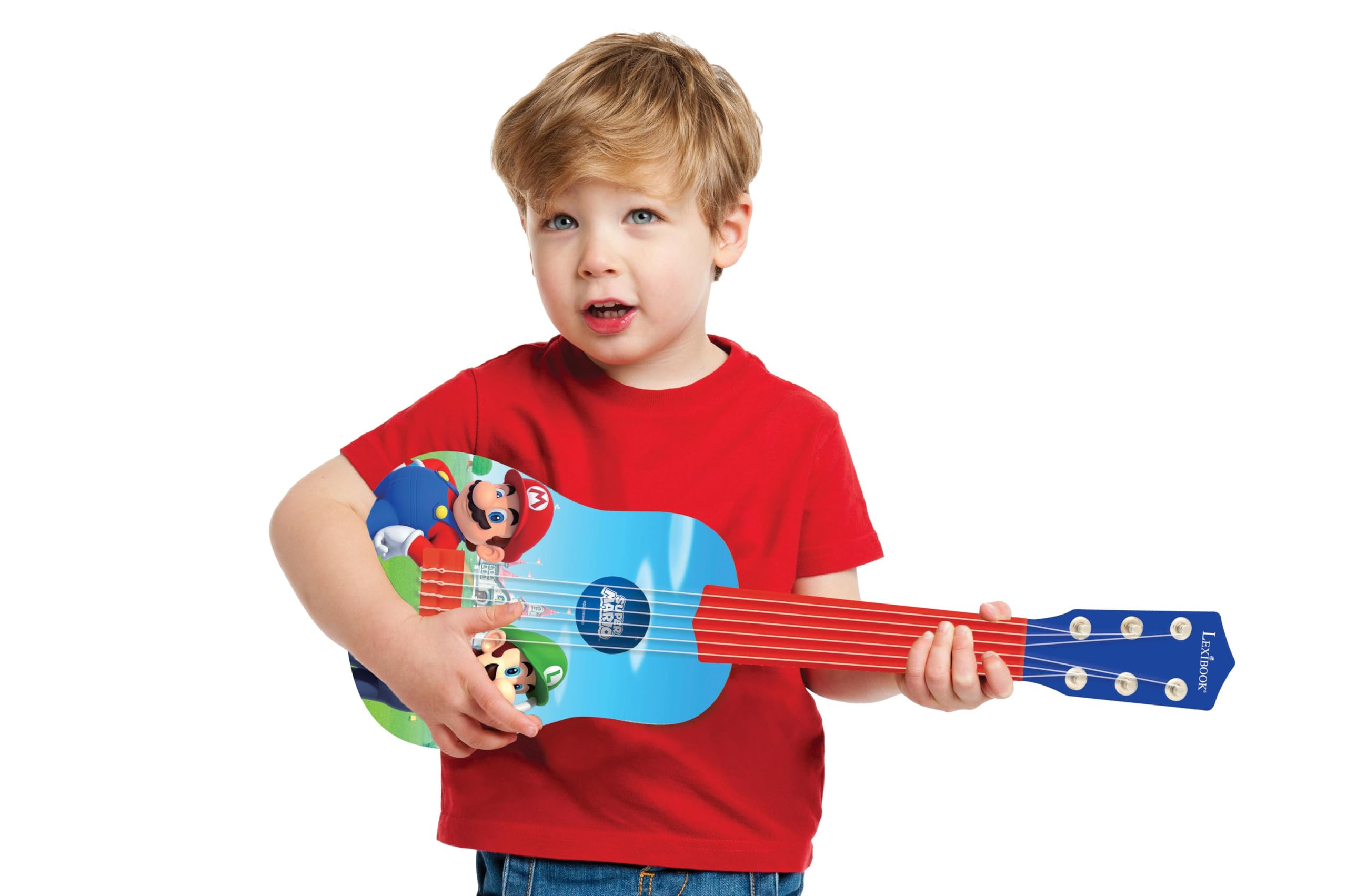 Lexibook, Super Mario, My First Guitar for children 6 nylon strings, 21" long, guide included, blue/red, K200NILXB - Image 4