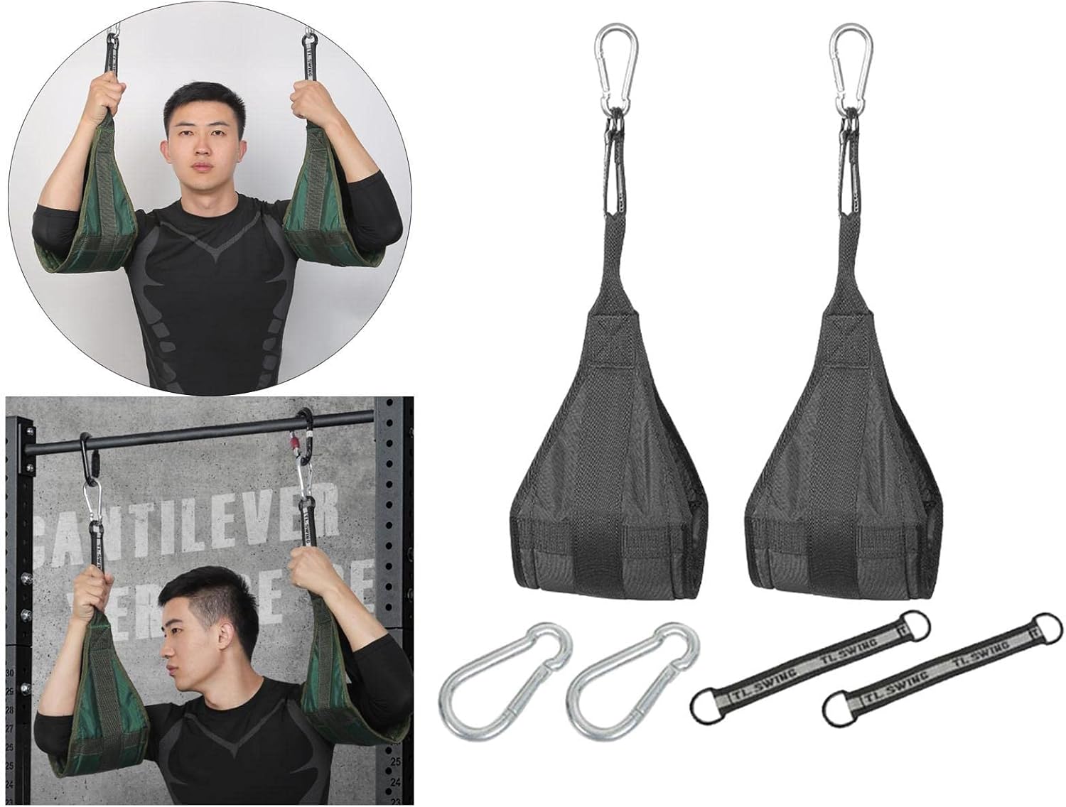 Heavy Duty Ab Straps for Pullup Bar - Core Strength Arm Strap for Men and Women, 400kg Load Capacity, Gym Abdominal Sling Straps for Ab Muscle Building - Black
