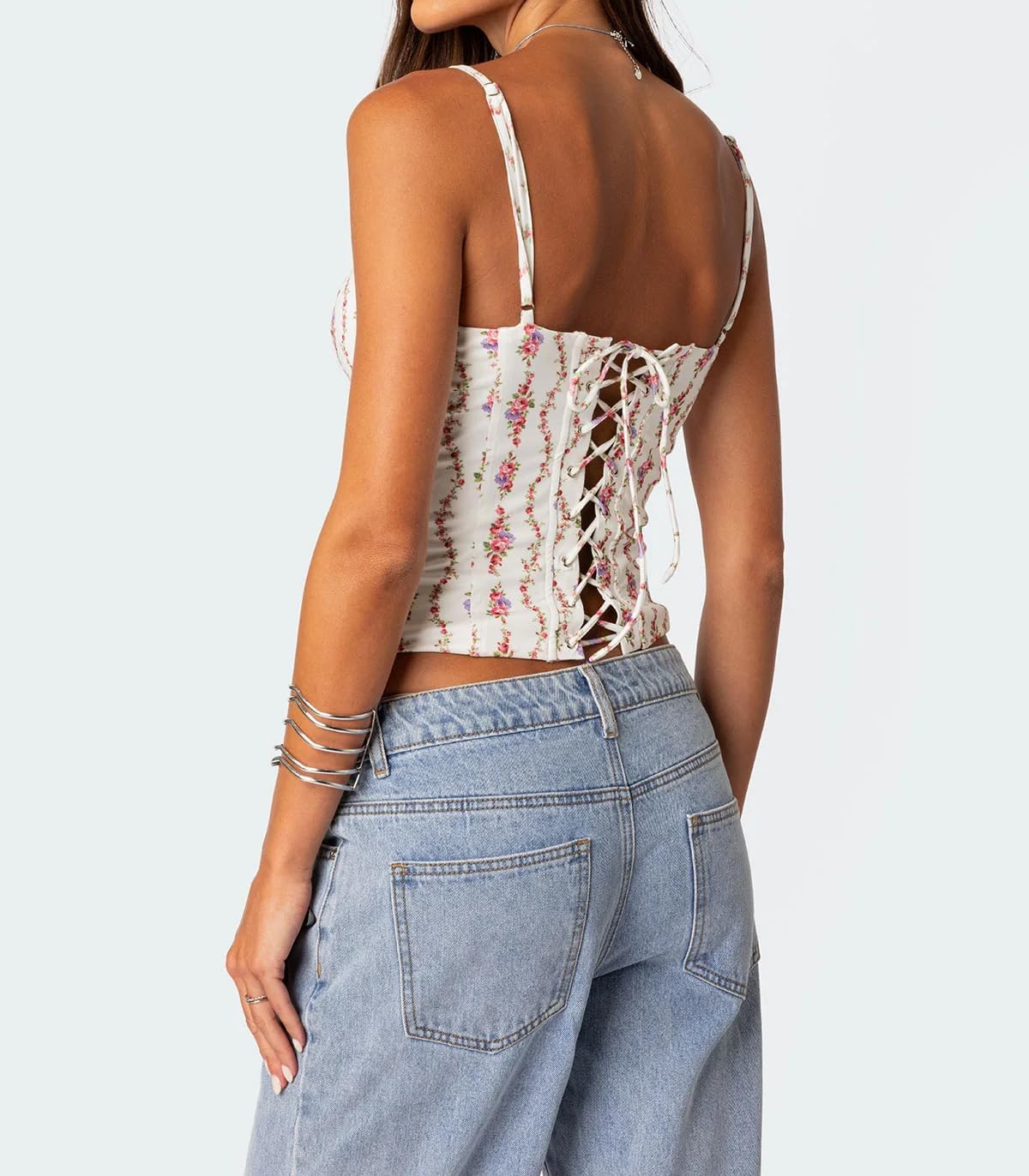 Women Teens Cute Babydoll Tops Y2k Floral Lace Trim Camisole Ruffle Tank Top Summer Flowy Peplum Top Streetwear - Image 4