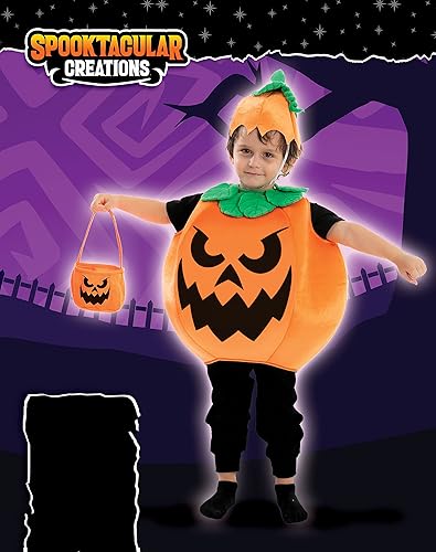 Miniatura 8 de Spooktacular Creations Disfraz de calabaza de Halloween para niños con cesta para disfraz de Halloween, fiesta de calabaza